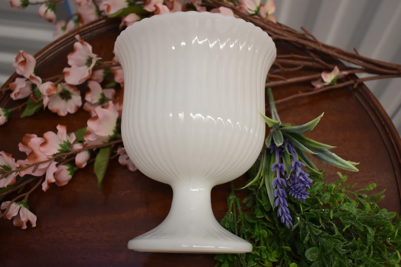 Porcelain Opaque Milk Glass - Collectible - Succulent plant Vase, Pedestal Chocolate Bowl