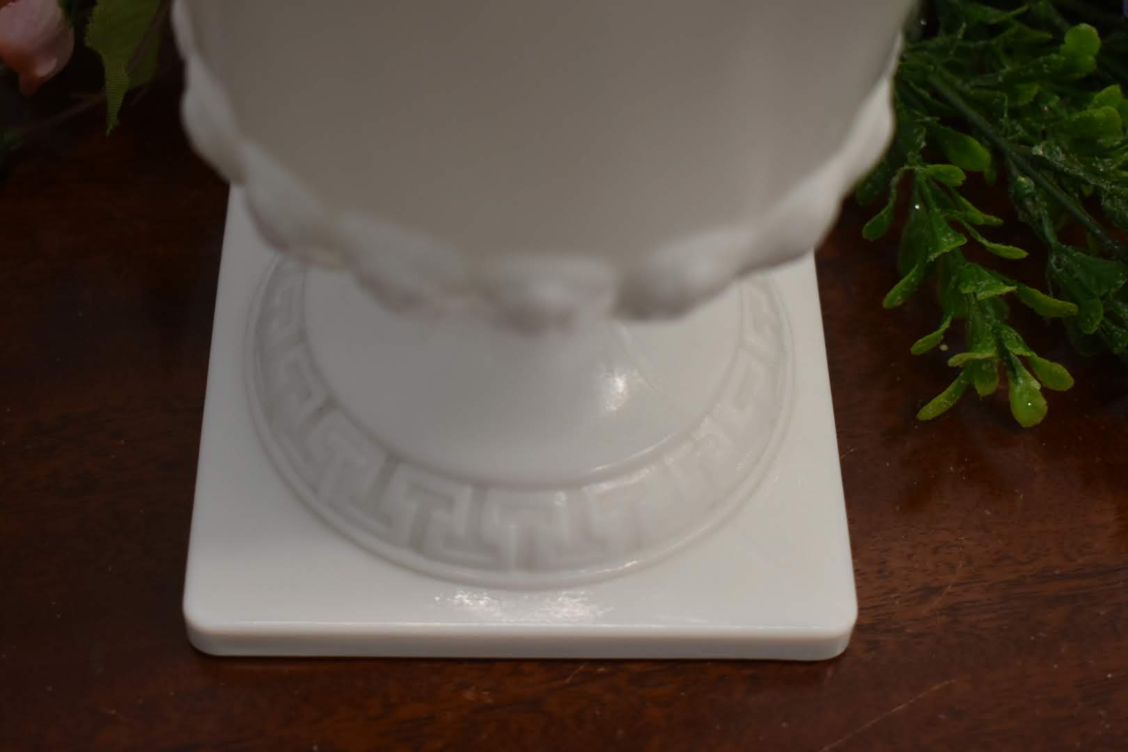Porcelain Milk Glass - Collectible - Succulent plant Vase, Pedestal Chocolate Bowl - Stripped pattern
