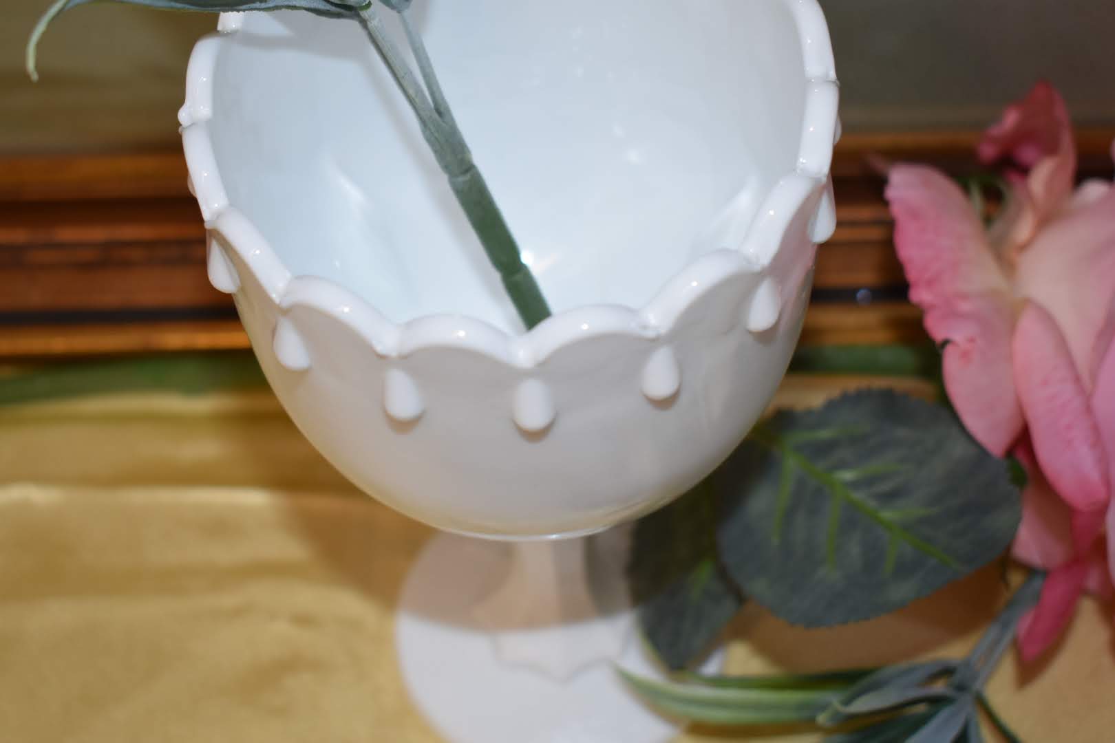 Porcelain Milk Glass - Collectible - Succulent plant Vase, Pedestal Chocolate Bowl
