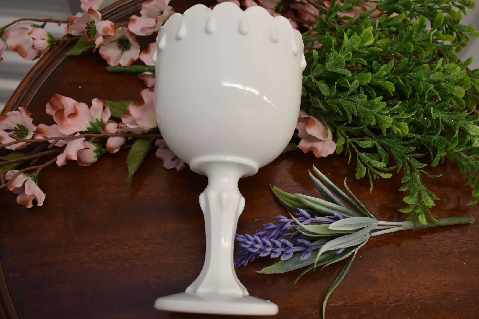 Porcelain Milk Glass - Collectible - Succulent plant Vase, Pedestal Chocolate Bowl