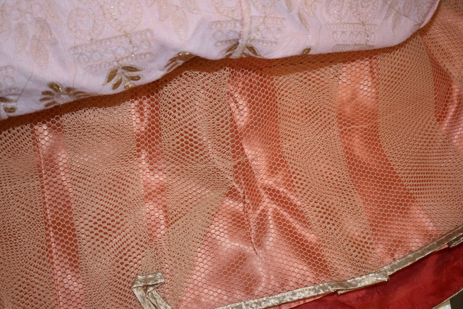 Peach Color - Raw Silk, Jewel Studded, Embroidered - Lehenga