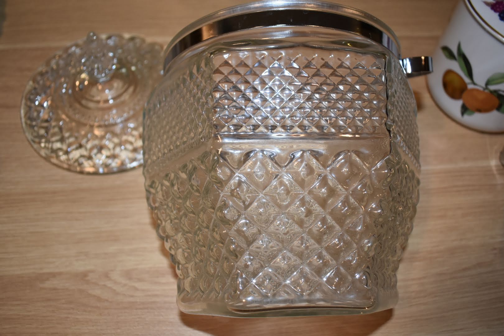 Anchor Hocking Crystal Glass Ice Bucket - Diamond Pattern