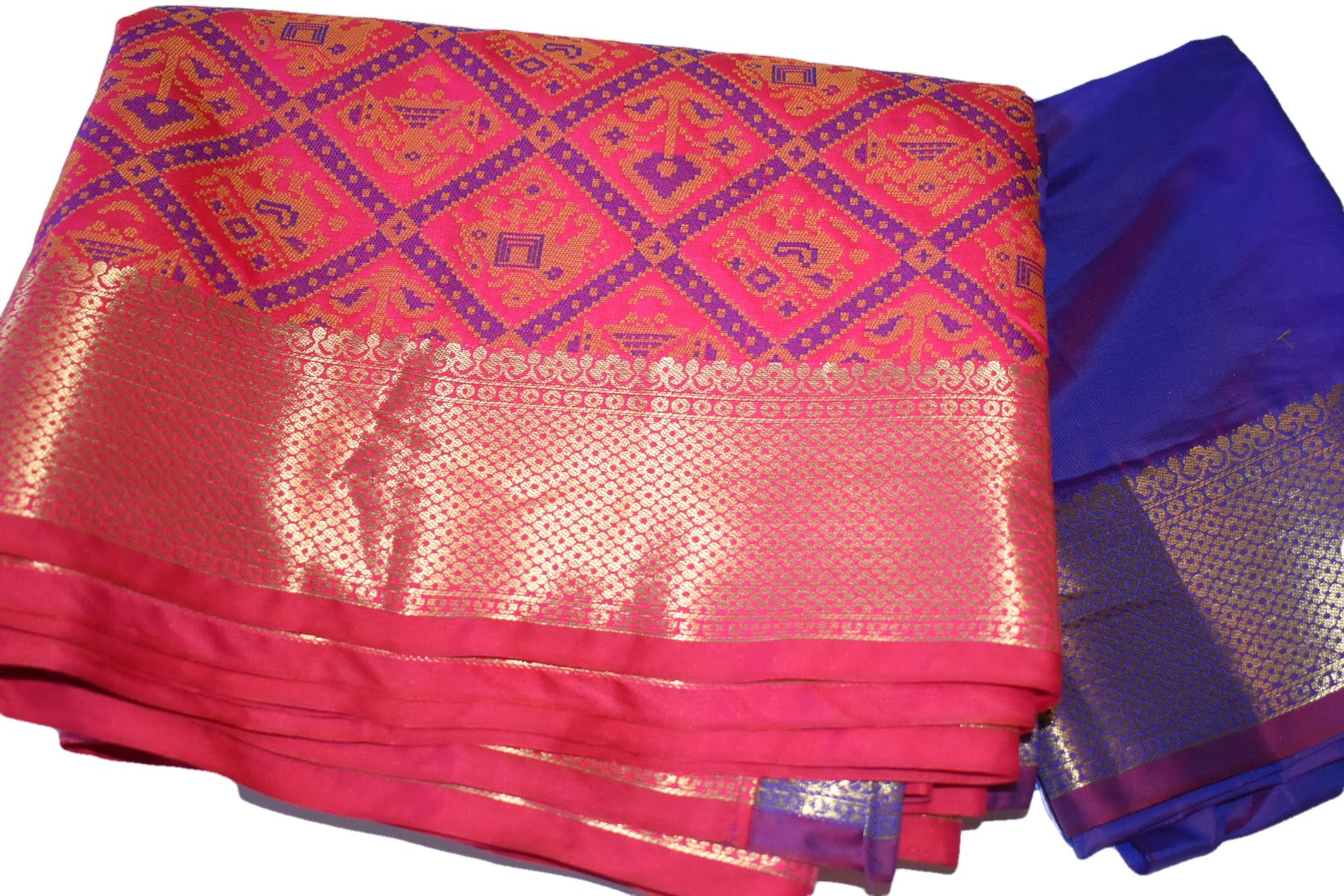 Pink Color - Semi Silk  Saree - Silk Zari Border - Silk Blend