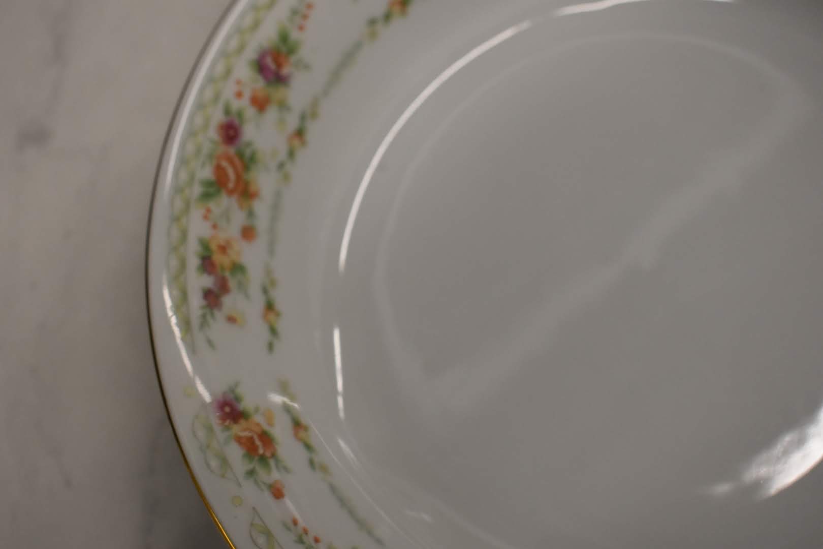Pastel Color Floral Pattern - Porcelain Fine China  - Gold Trim - Vegetable Bowl