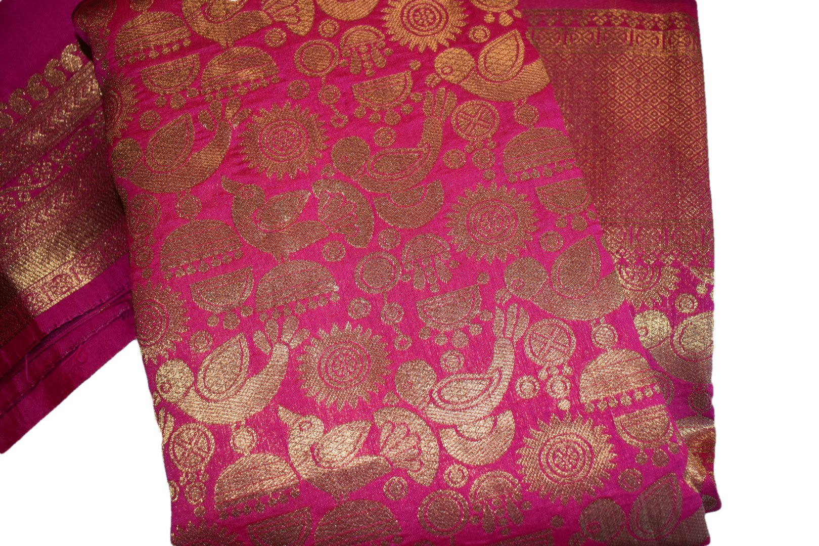Pink Color - Silk Saree -  Zari Thread Peacock pattern
