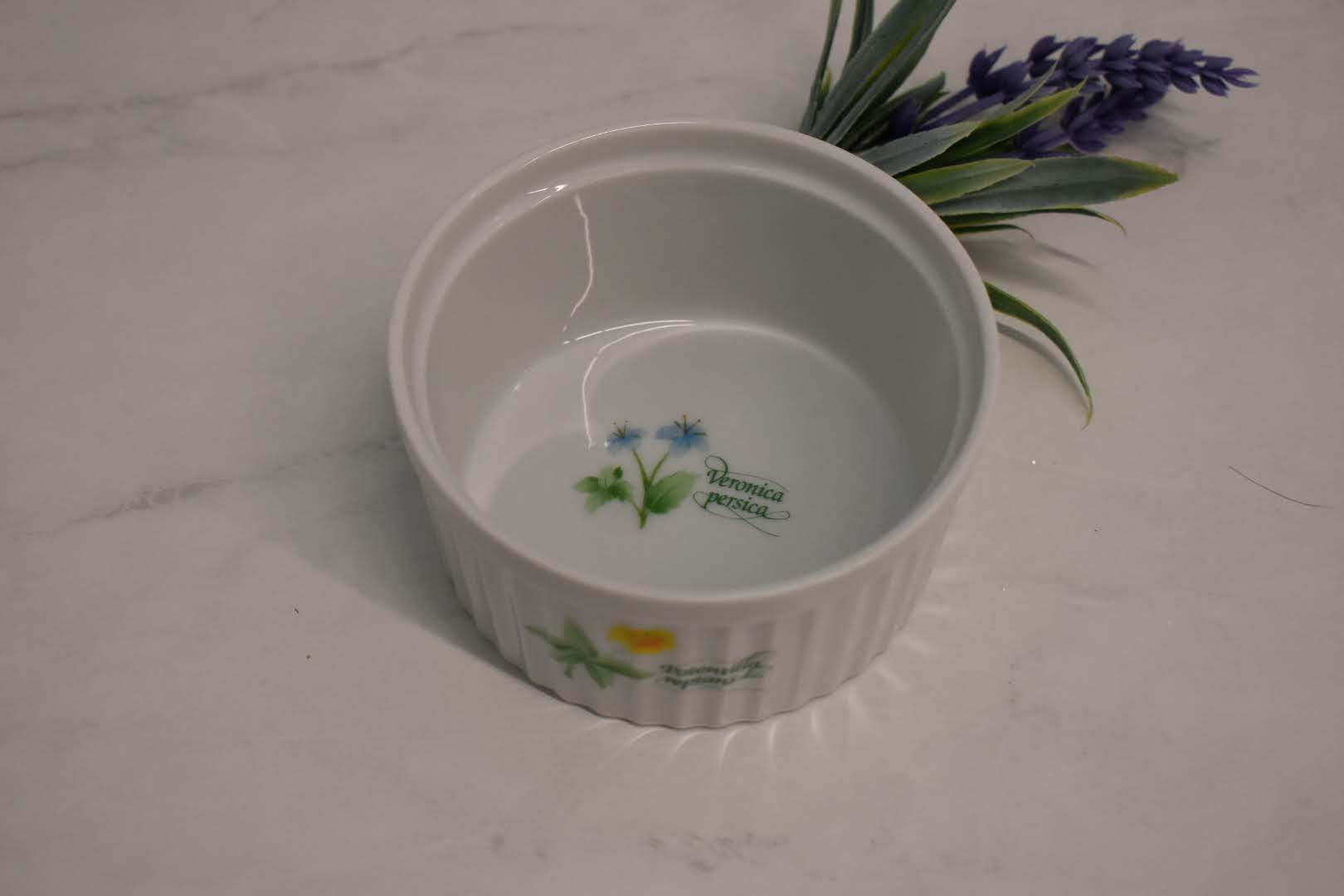 Fine Porcelain China - Botanical Floral Pattern - Ramekin Bowl