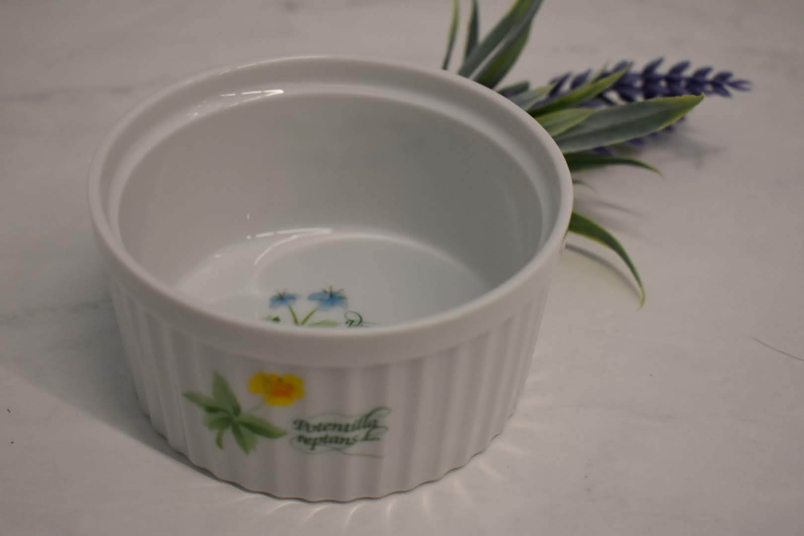 Anchor Hocking Fine Porcelain China - Botanical Floral Pattern - Ramekin Bowl