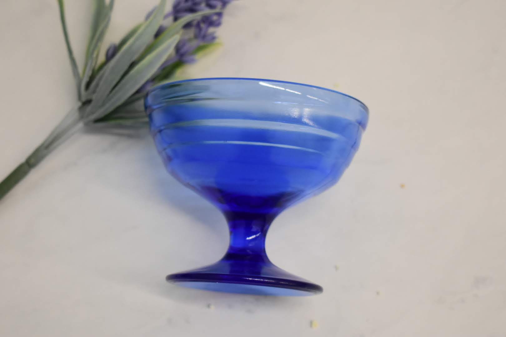 Vintage Cobalt Blue Glass Ice cream - Desert Bowl - Mid Century - Cobalt blue