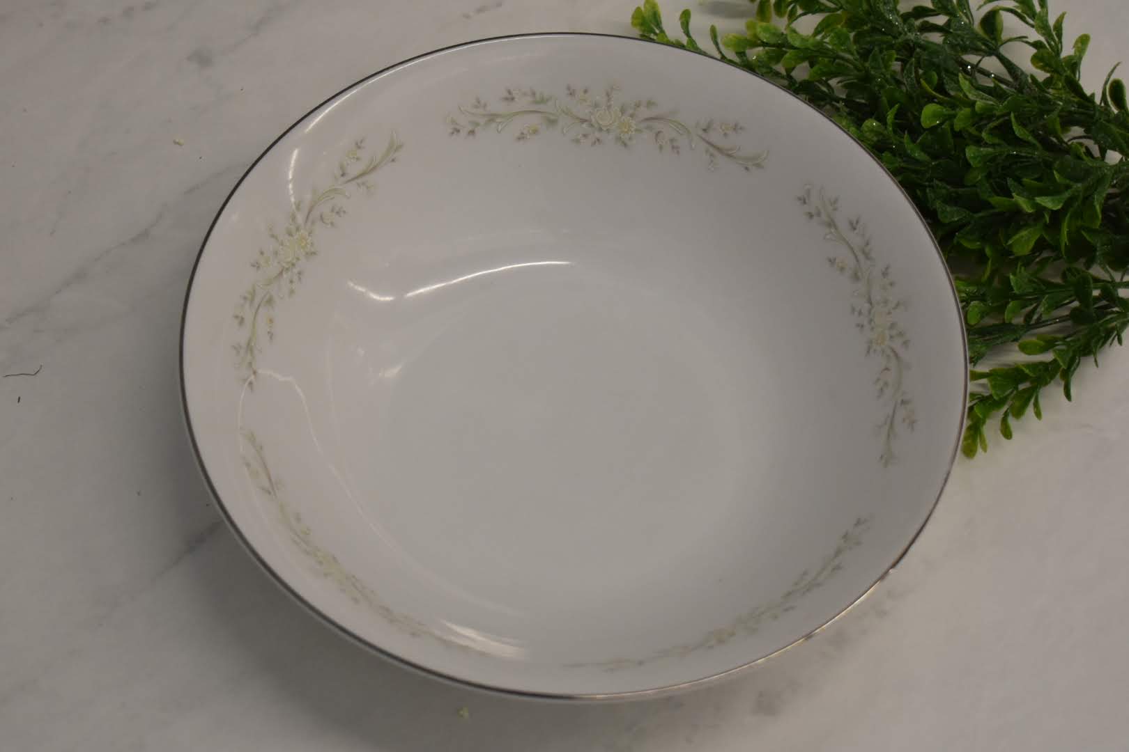 Four Crown China - Porcelain Fine China - Pastel Color - Vegetable Bowl - Platinum Rim