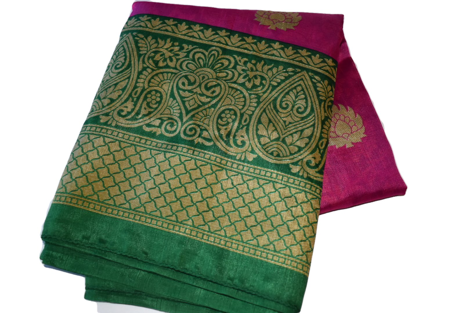 Pink Color - Art Silk Saree - Printed Pattern - Contrast Border