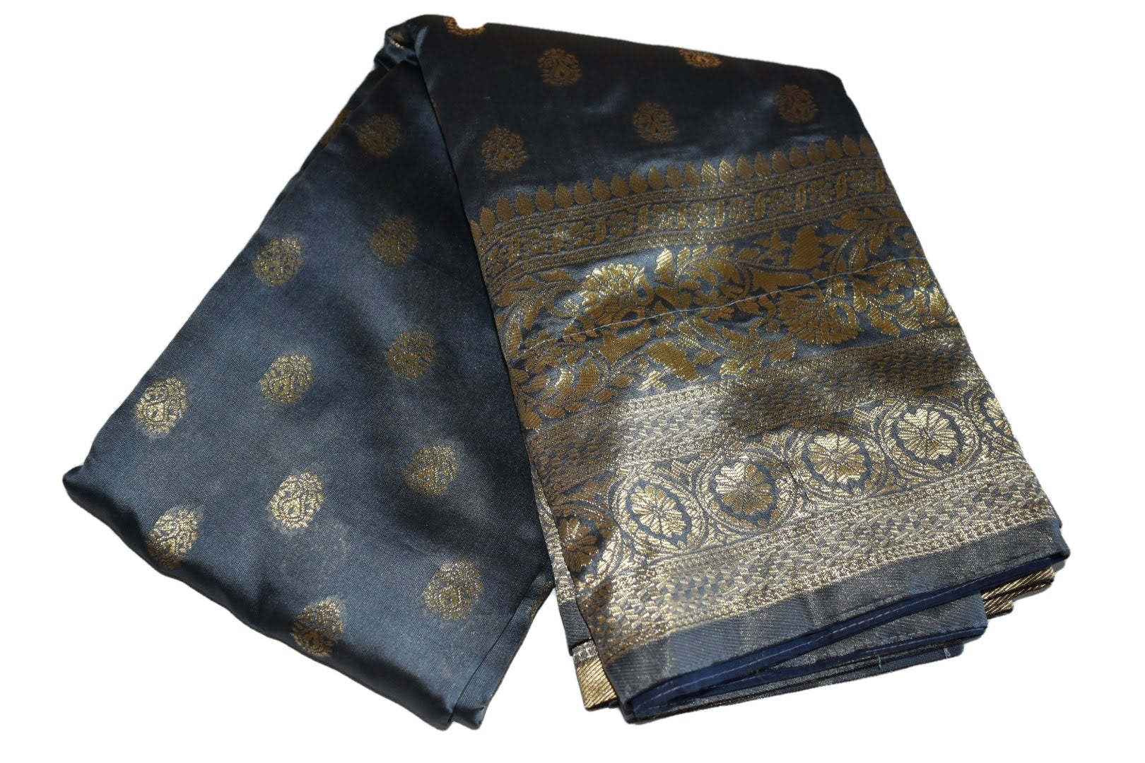 Grey Color - Banarasi Silk Saree - Floral Silk Zari Thread