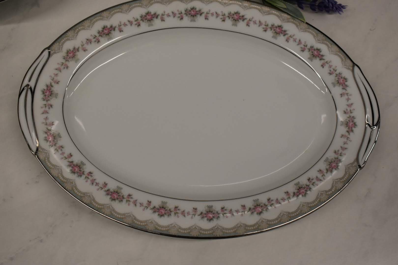 Noritake Glenwood - Fine Porcelain China - Platinum Rim - 5770 pattern - Large Platter