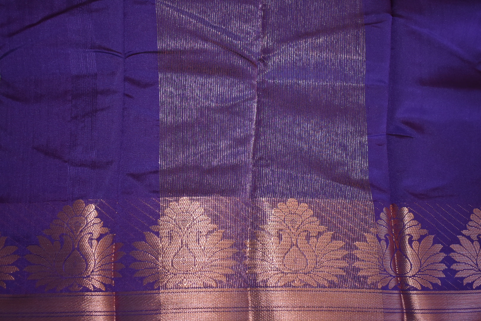 Purple Color -Silk Saree with Rose Gold Zari Silk Thread border - Copper/ Rose Gold