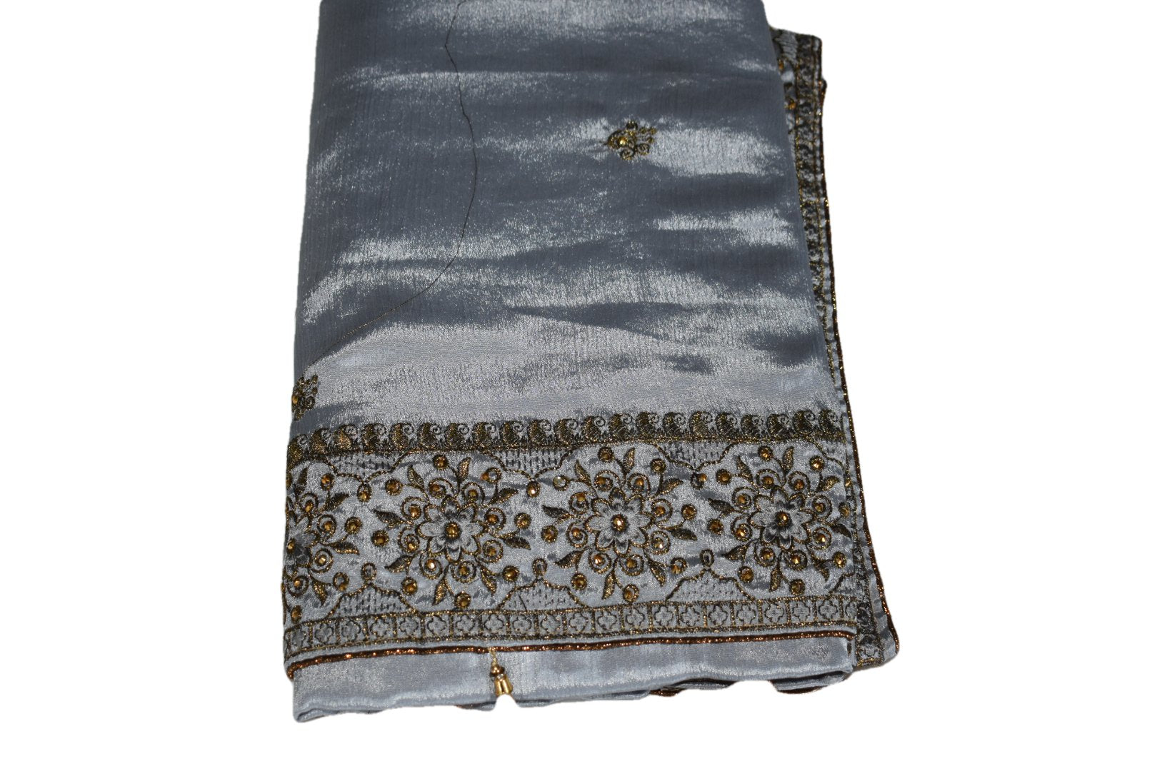 Grey Color - Semi Silk Saree - Silk Zari Thread Embroidery