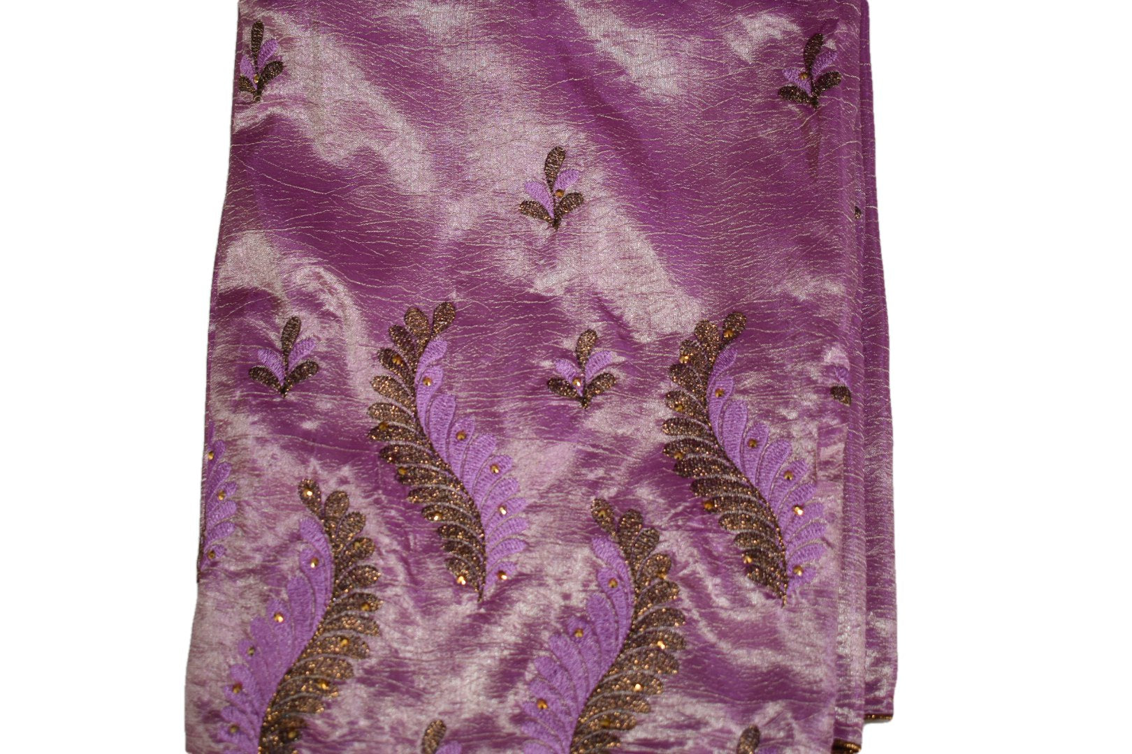 Lilac Purple Semi Silk saree Soft Fabric with dark gold Resham Embroidery