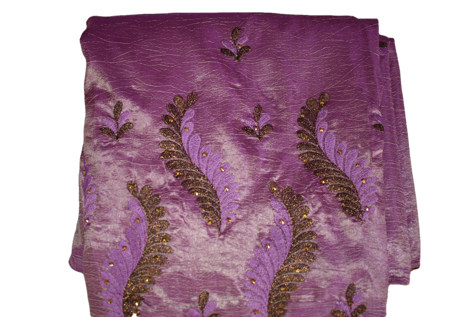 Lilac Purple Semi Silk saree Soft Fabric with dark gold Resham Embroidery