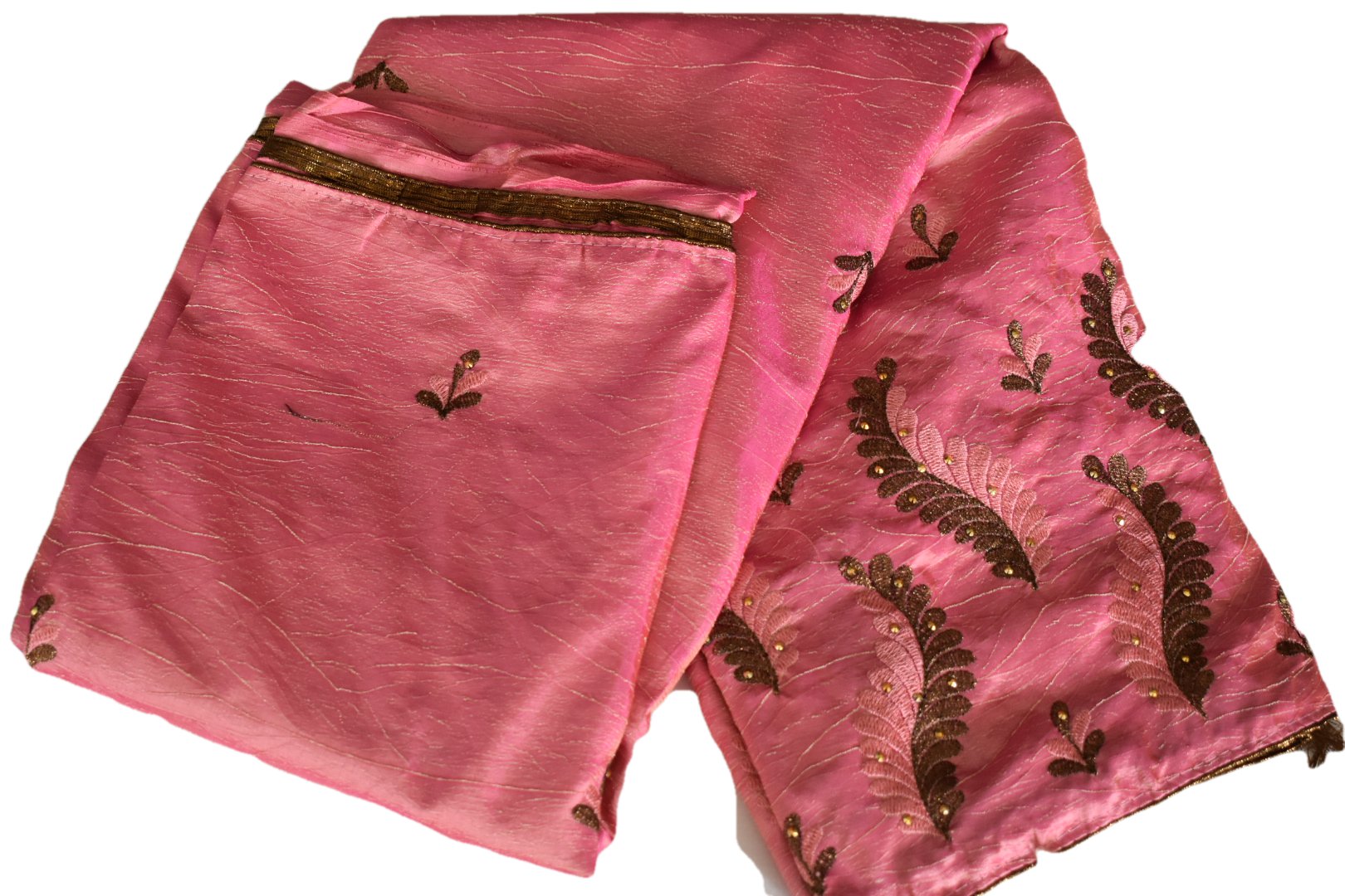 Pinkish Peach Silk Saree Georgette with Resham Embroidery