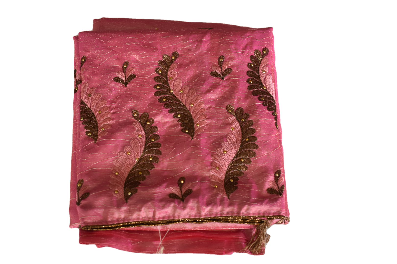 Pinkish Peach Silk Saree Georgette with Resham Embroidery
