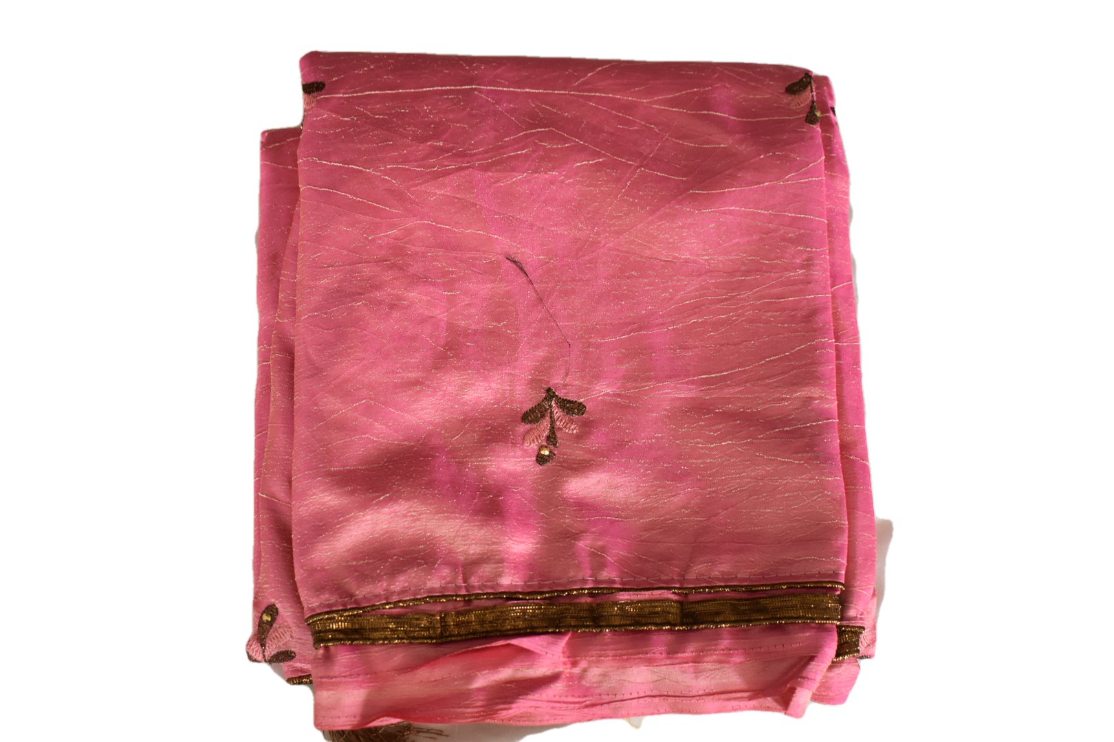 Pinkish Peach Silk Saree Georgette with Resham Embroidery