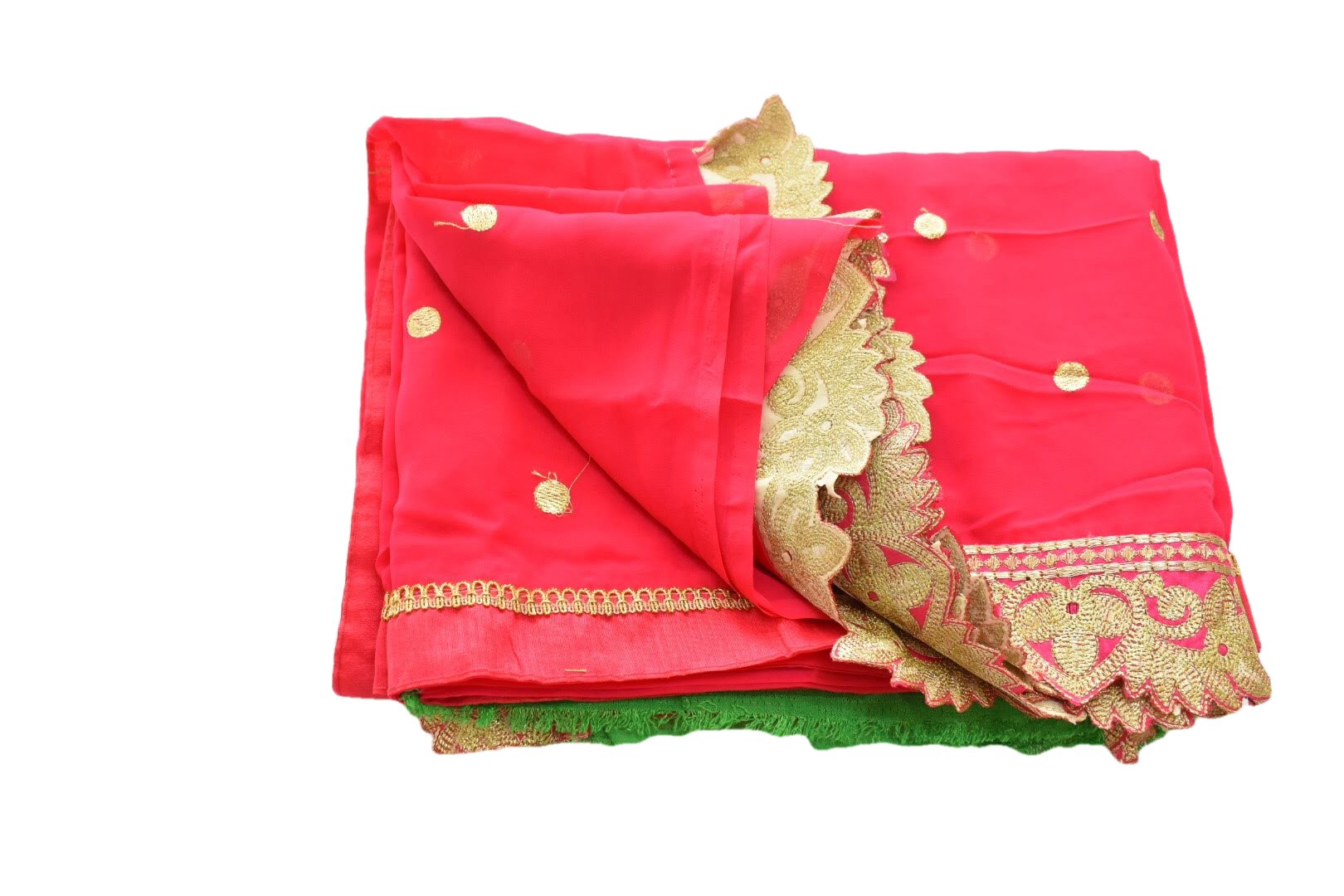 Pink Gold Color - Georgette Saree - Zari Thread Embroidery