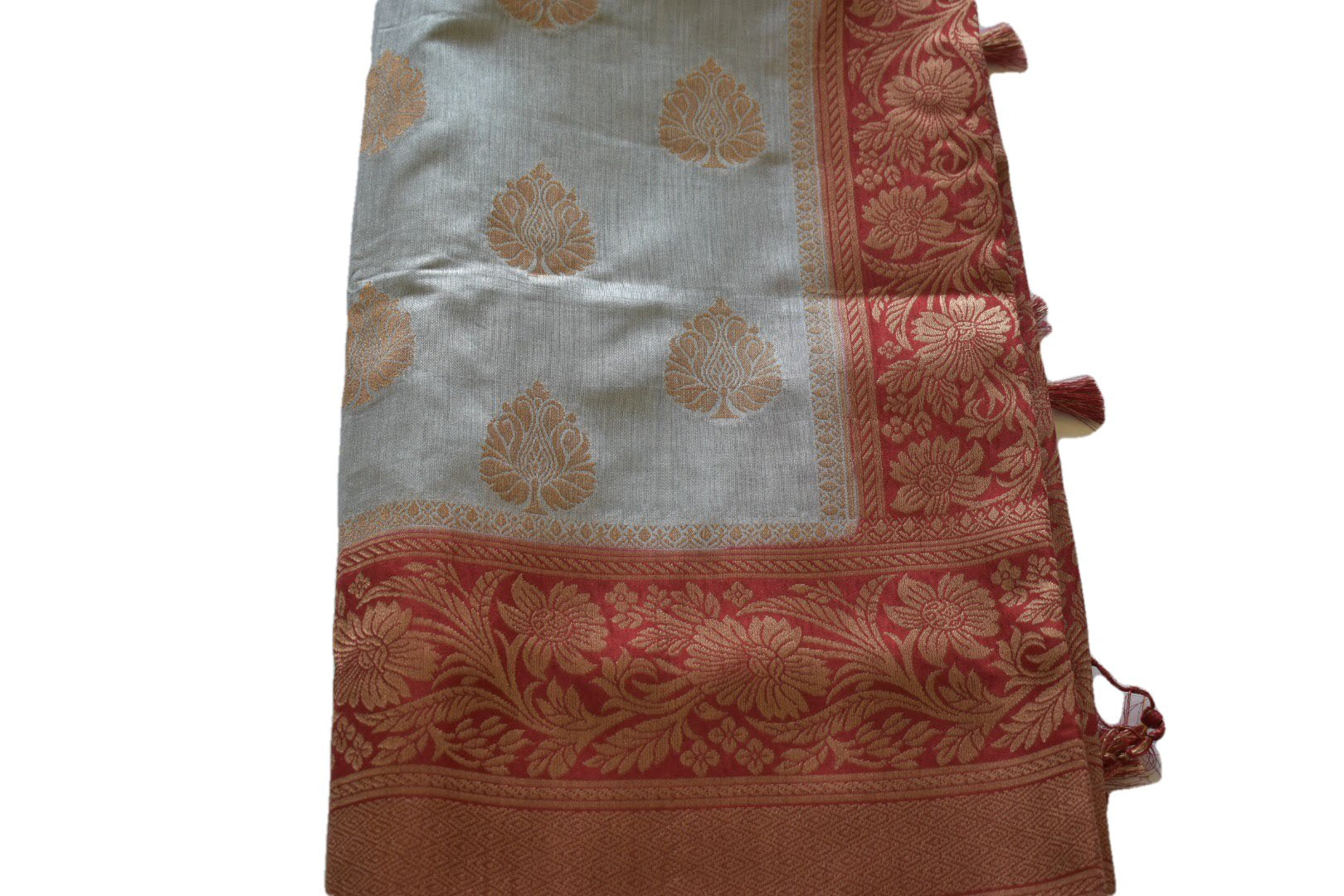 Grey Color - Silk Saree Contrast Border, Pallu - Silk Zari Thread