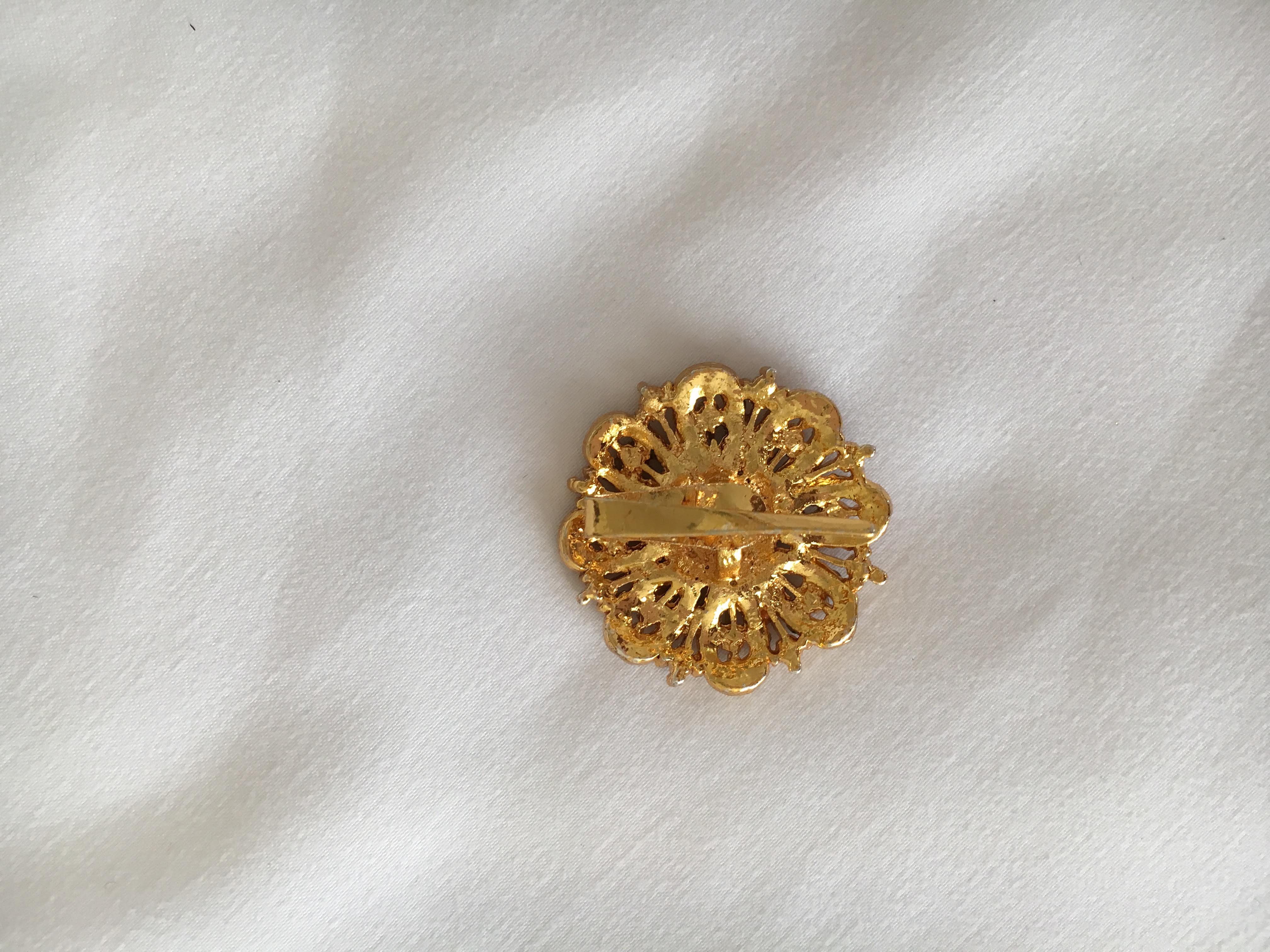 Gold Plated - Temple Jewelry - Hair Clip - Jewel Stone Studded - 1.1/2"