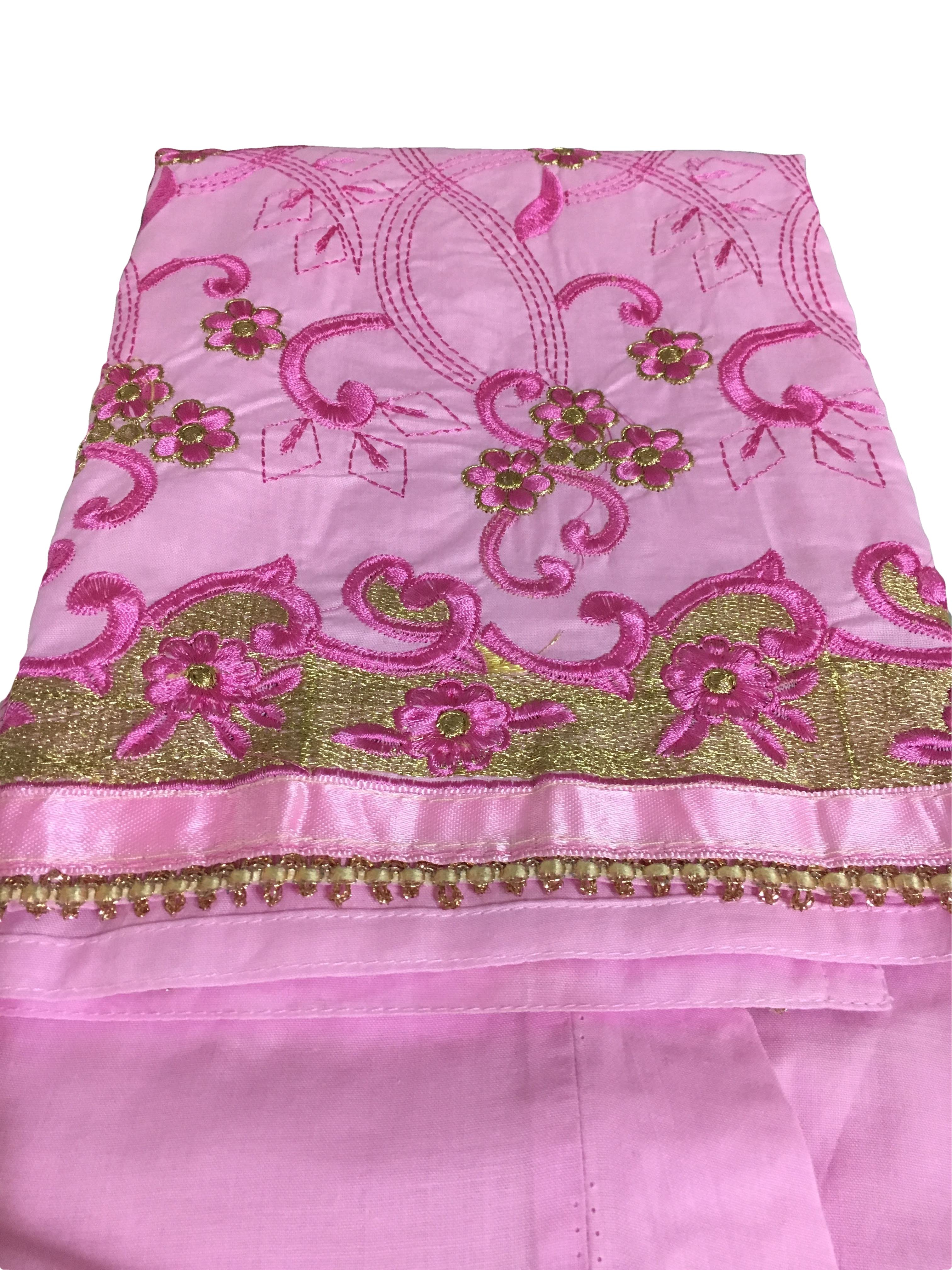Pink Gold Color - Cotton Embroidered Salwar Kameez Set