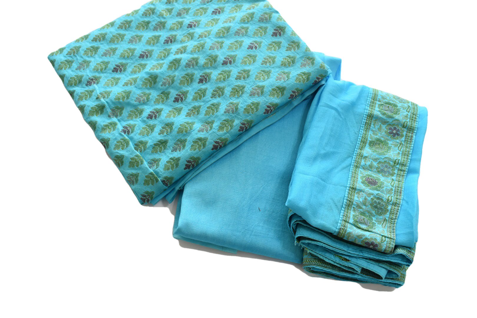 Blue Color - Silk  and Georgette - Salwar Kameez Fabric Set