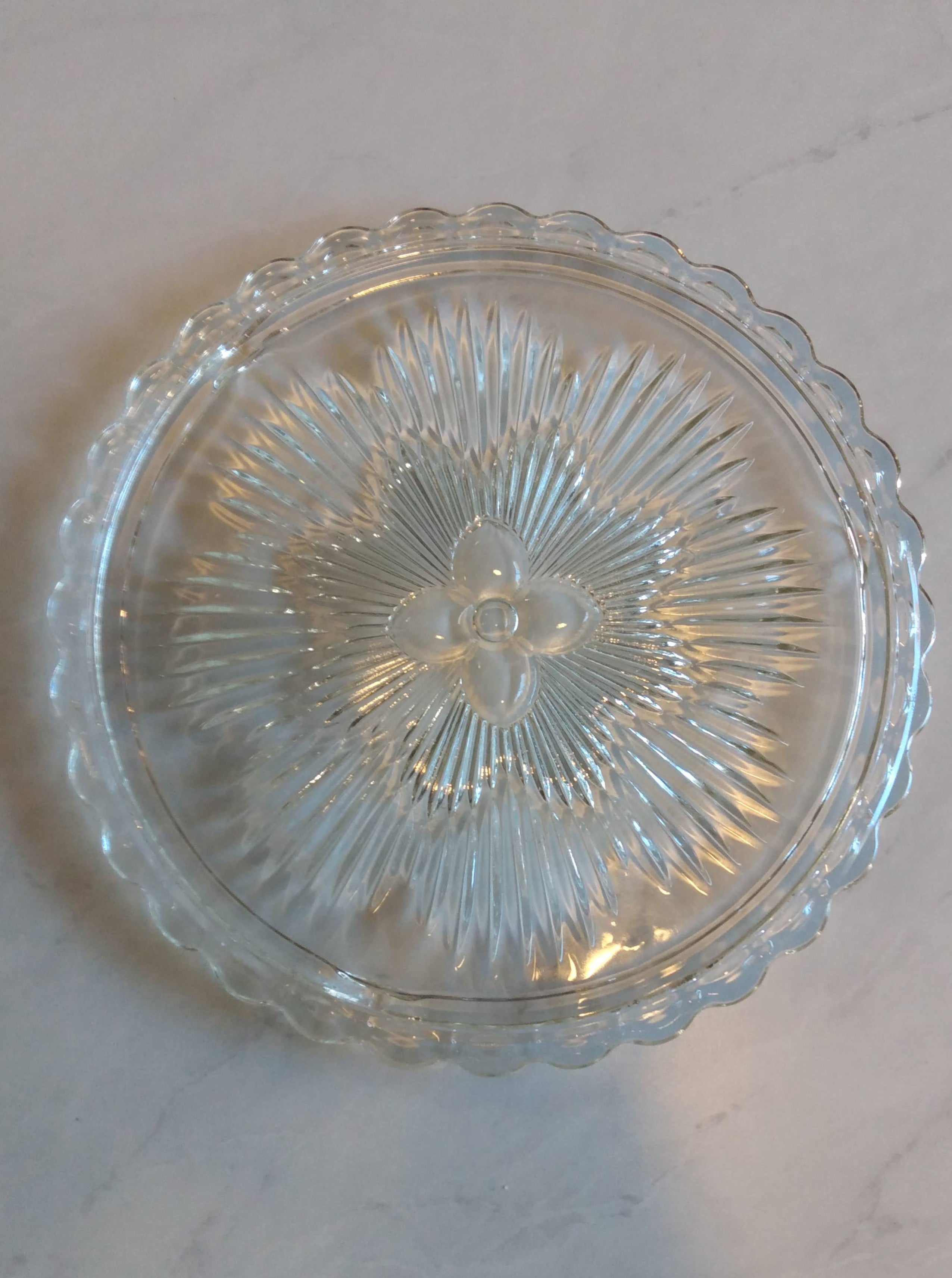 Mid Century Crystal Glass - Star Burst Pattern Platter