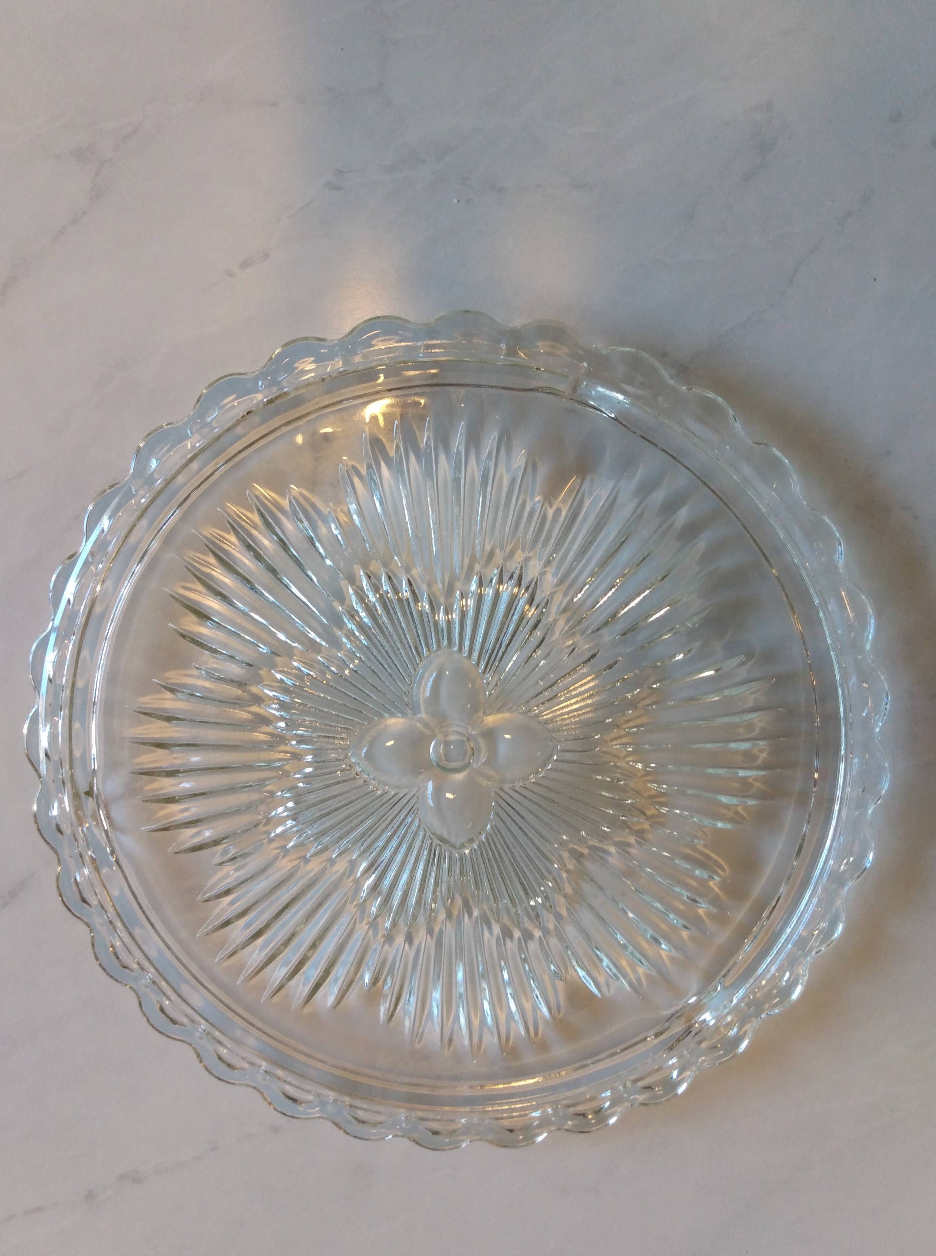 Mid Century Crystal Glass - Star Burst Pattern Platter