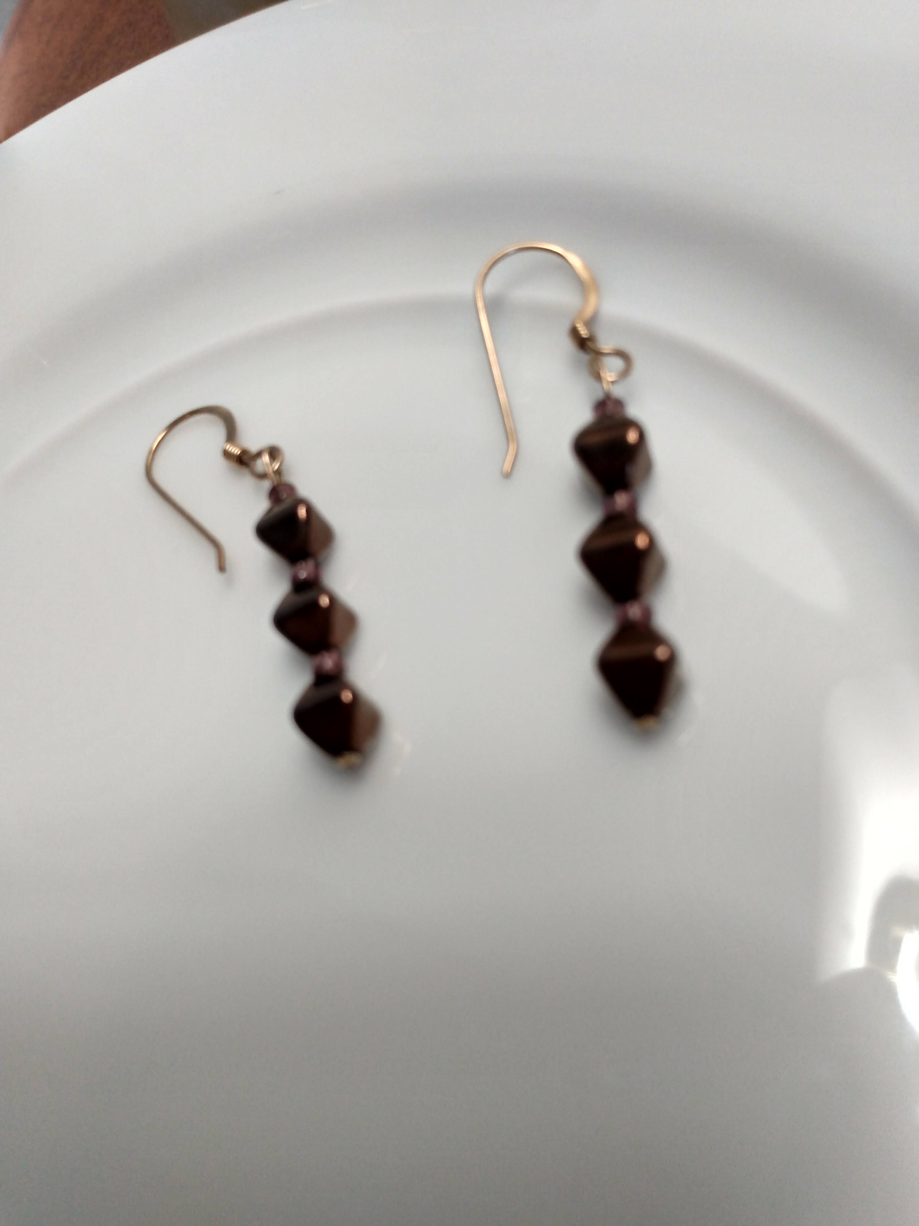 Brown Color- Czech Glass Bead - Artisan Earrings