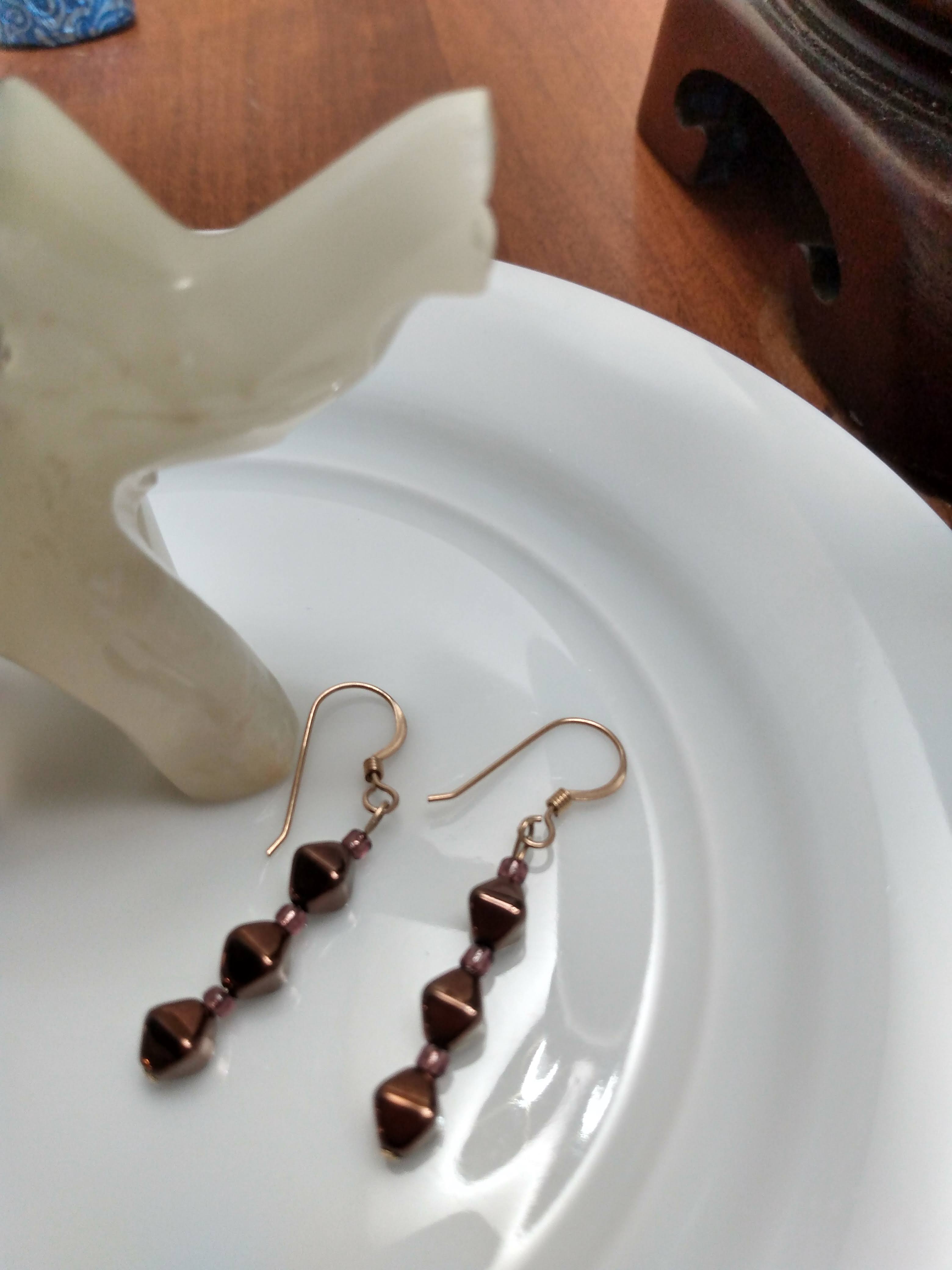Brown Color- Czech Glass Bead - Artisan Earrings