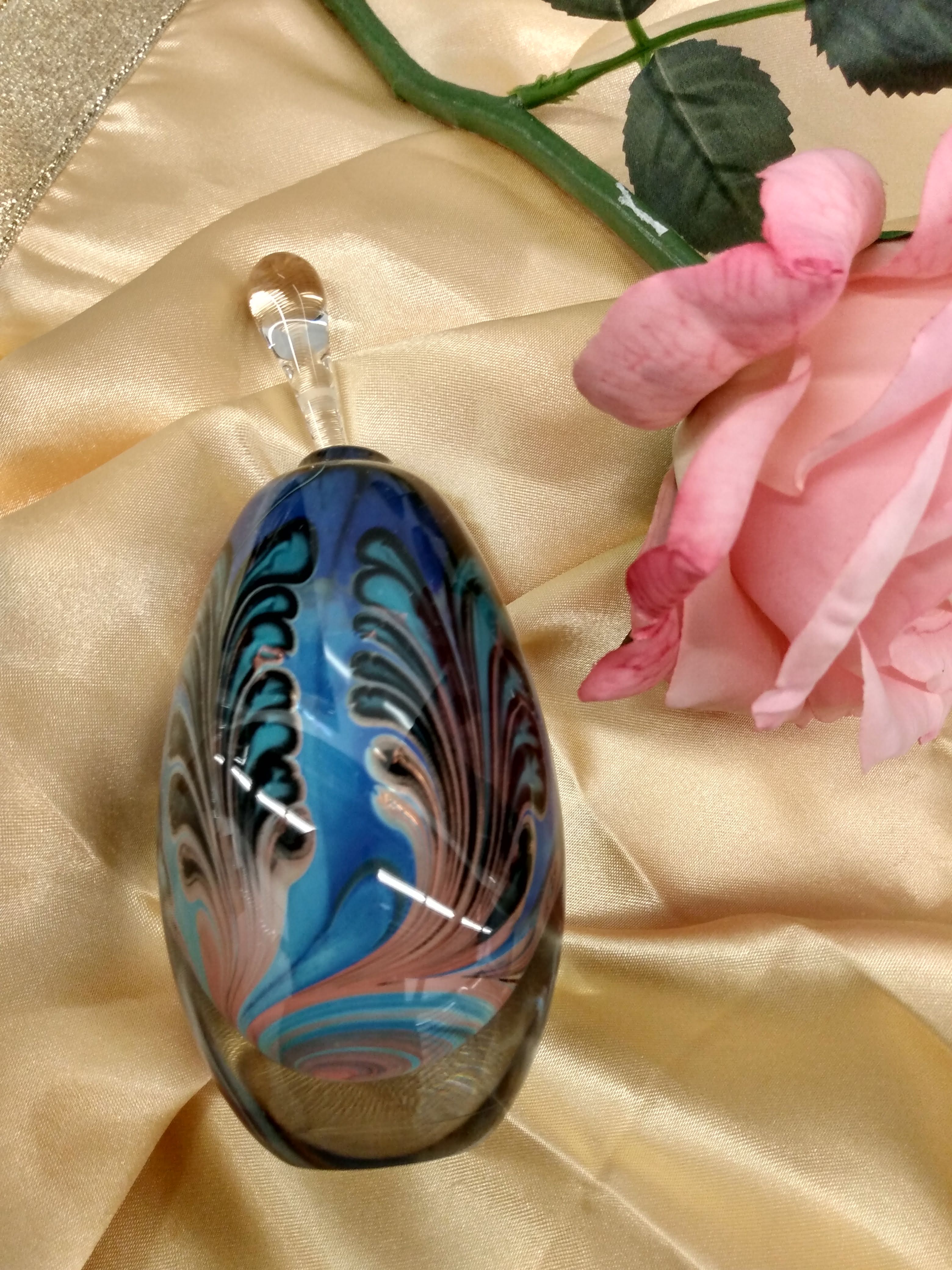 Blown Glass Art Perfume Bottle - Home Décor