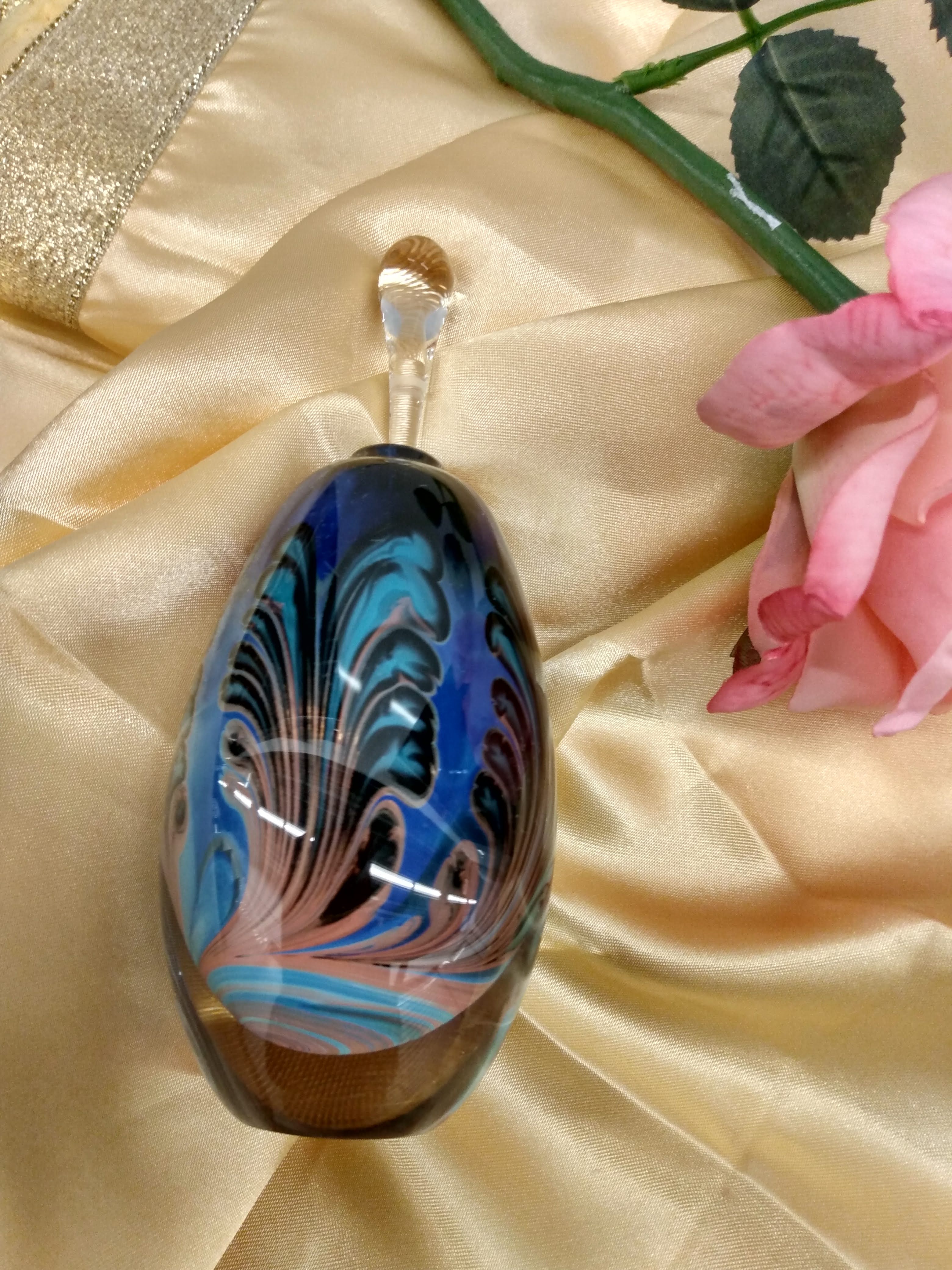 Blown Glass Art Perfume Bottle - Home Décor
