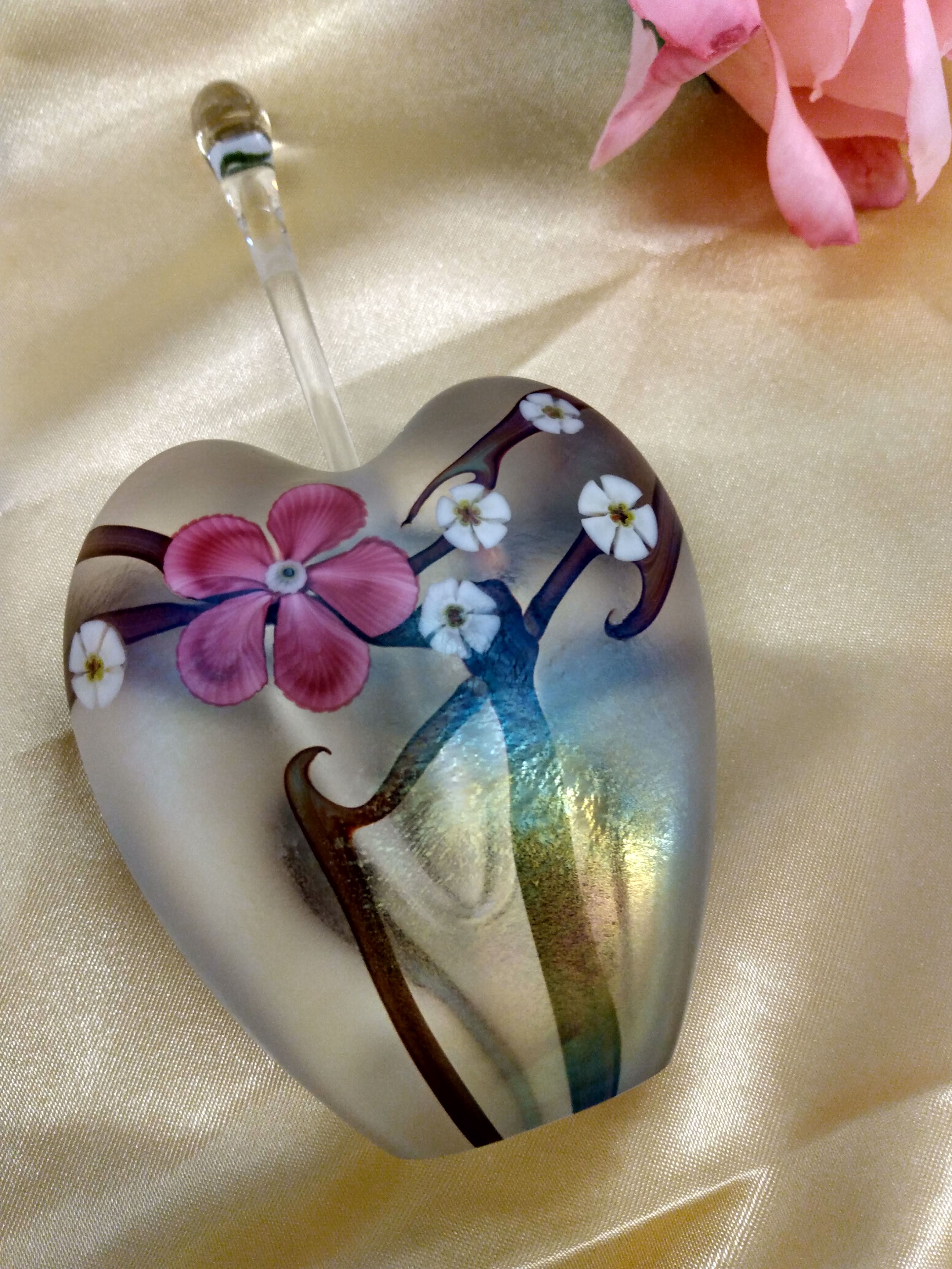 Blown Glass Floral Hand Painted Perfume Bottle - Home Decor