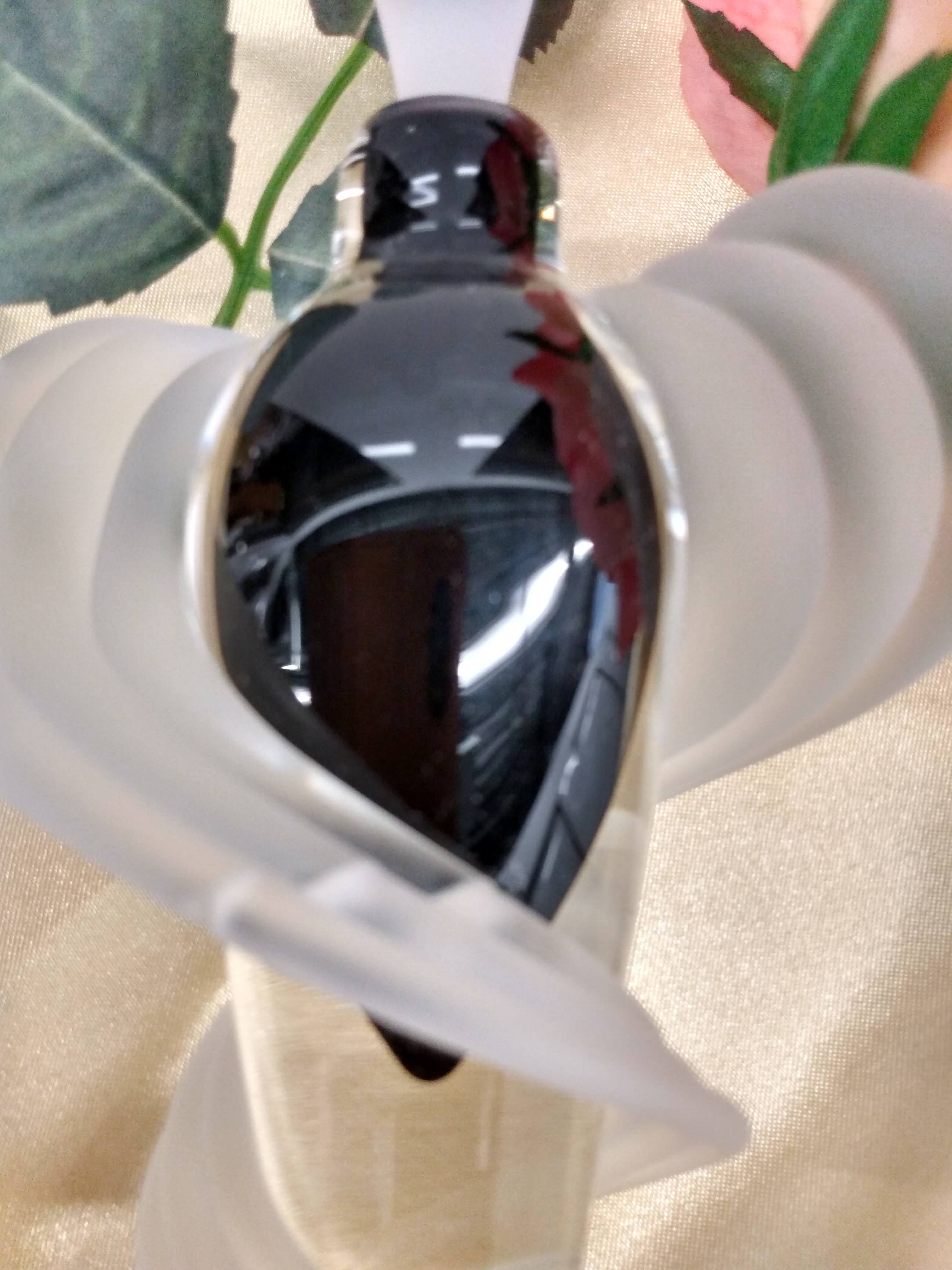 Dark Black Perfume Bottle with Frosted sandblasted Swirls signed T Buechner 1987