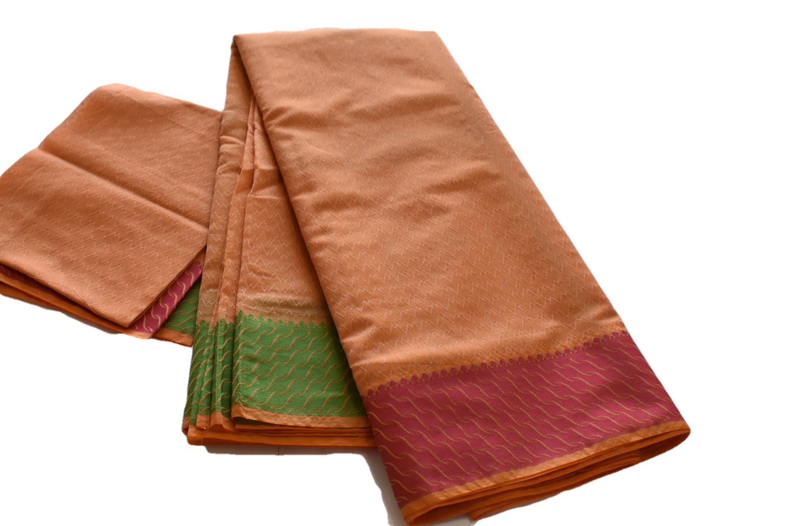 Silk Cotton Blend Saree - Sandalwood II Color - Weaving Pattern