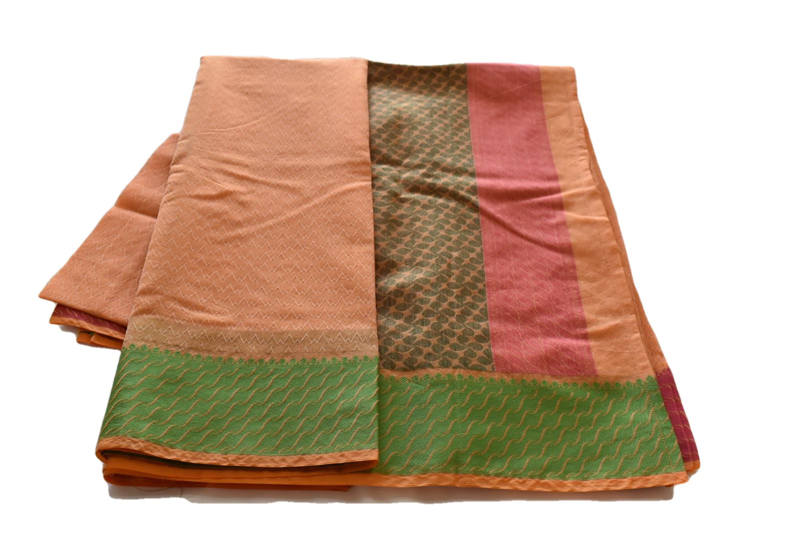 Silk Cotton Blend Saree - Sandalwood II Color - Weaving Pattern