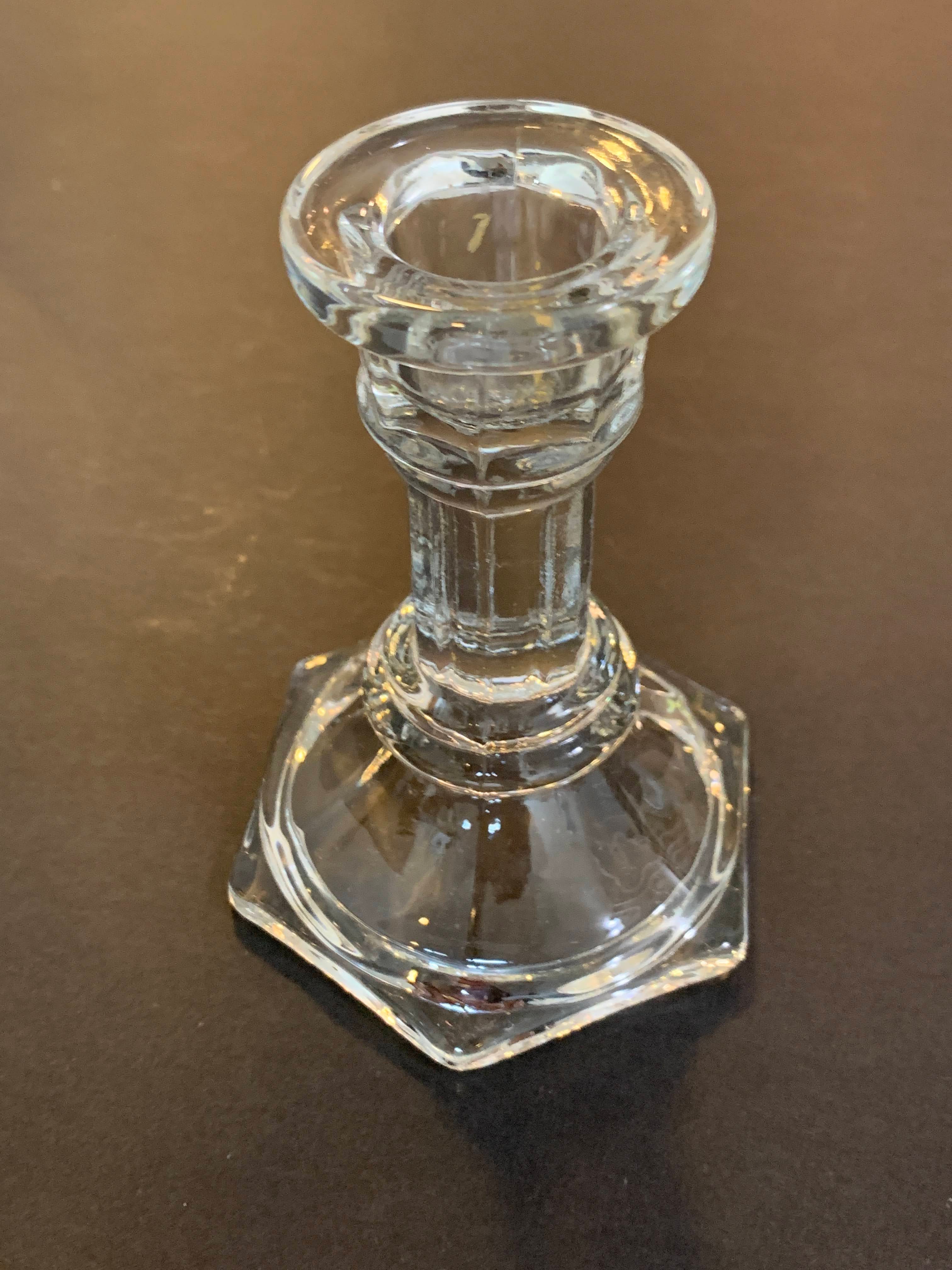 Crystal Glass -  Mid Century - Candle Stick Holder - Home Décor