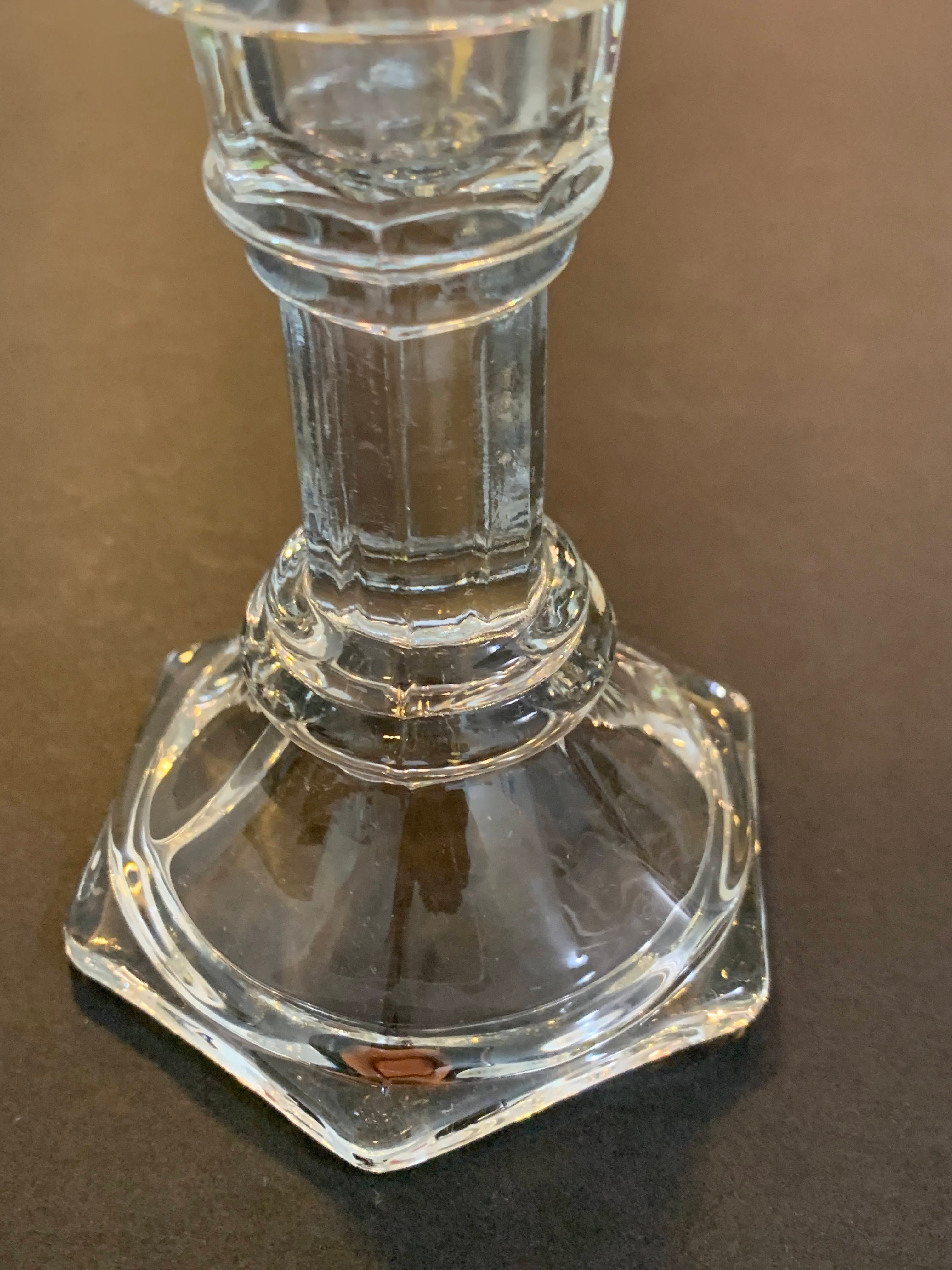 Crystal Glass -  Mid Century - Candle Stick Holder - Home Décor