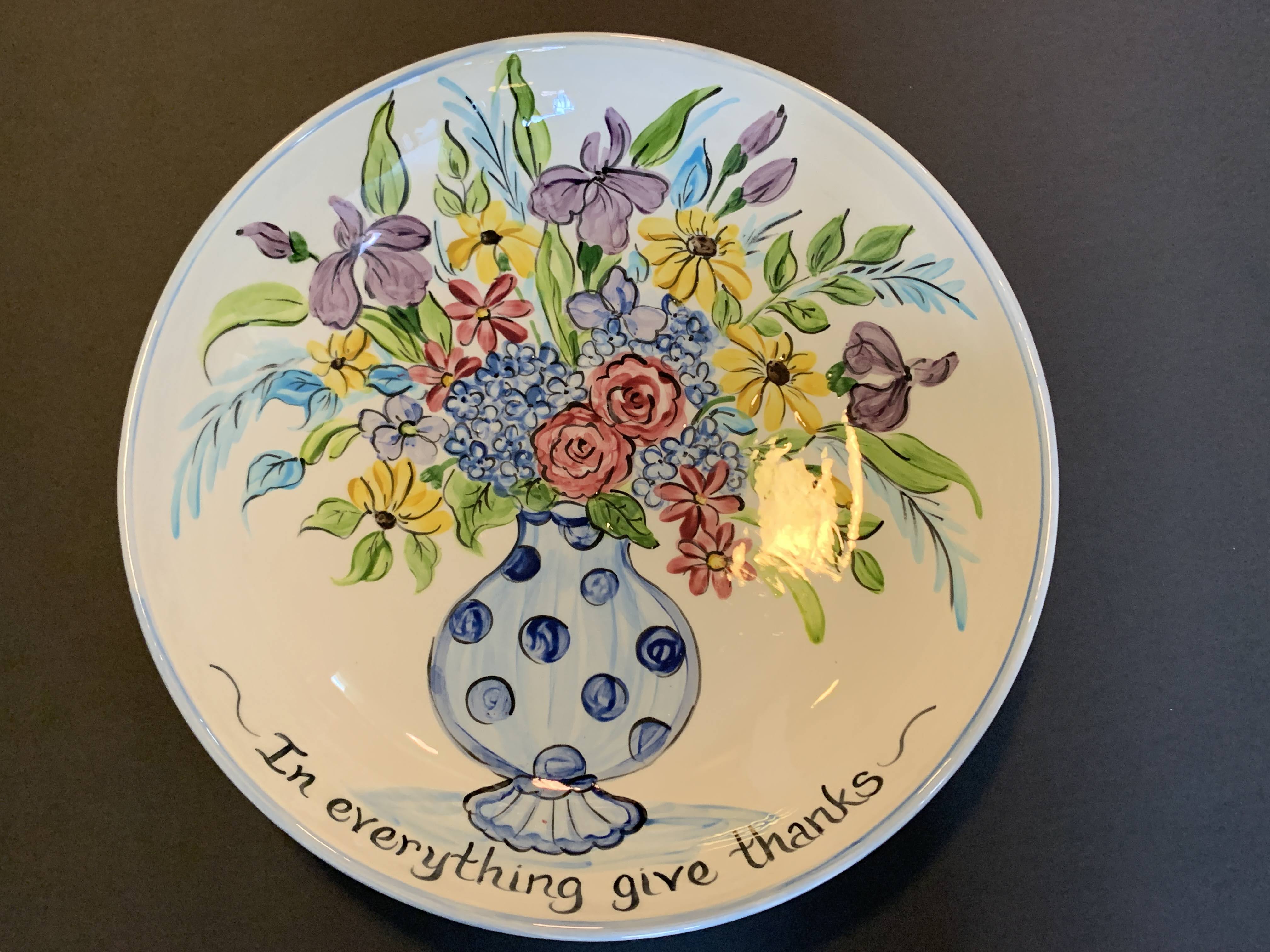 Hand Painted Ceramic Antique Home Décor Platter Bowl With A Quote