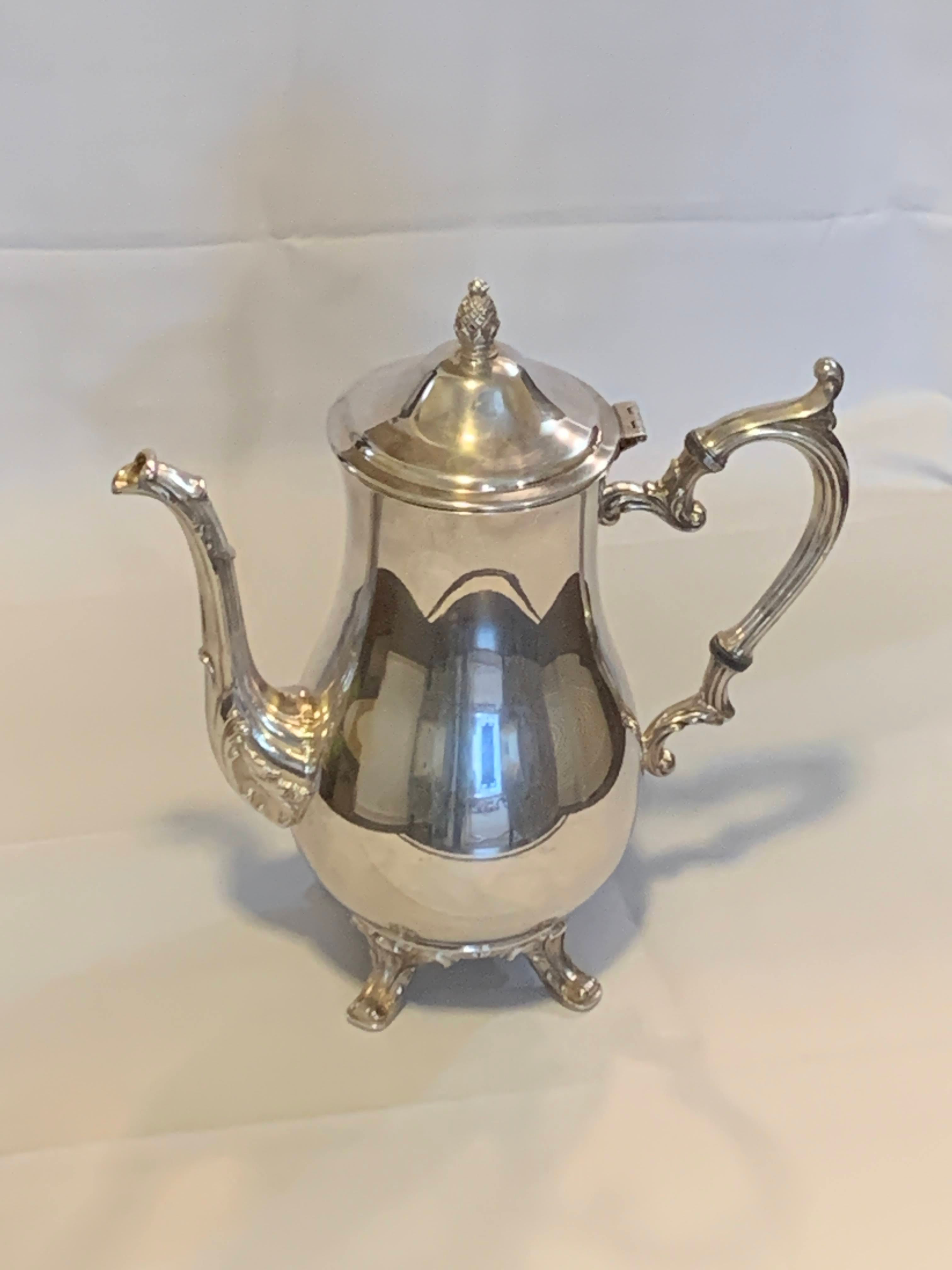 Silver Plated Mid Century Pitcher, Tea Pot with foot