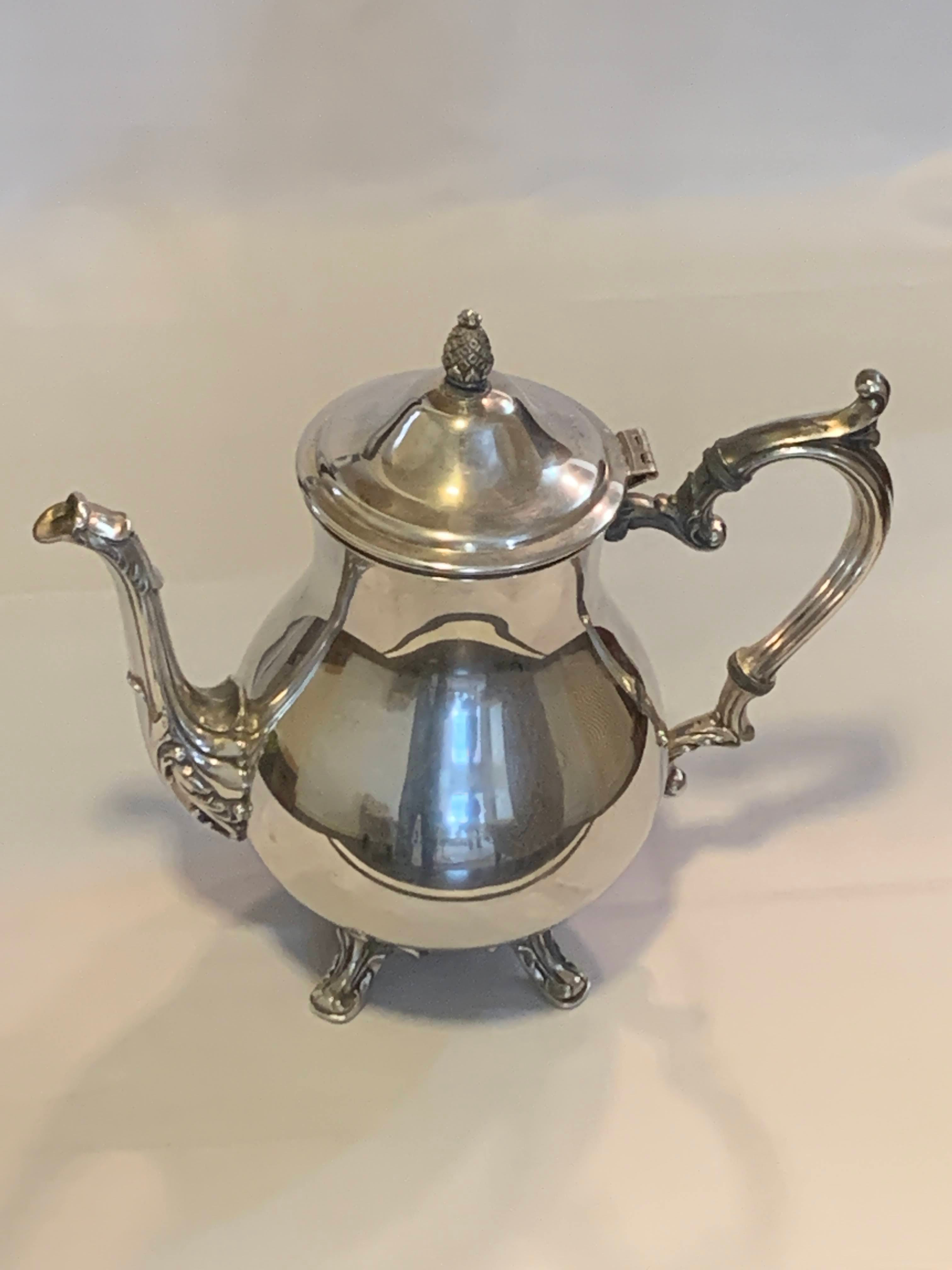 Silver Plated  Mid century Tea Pot, Pitcher with foot