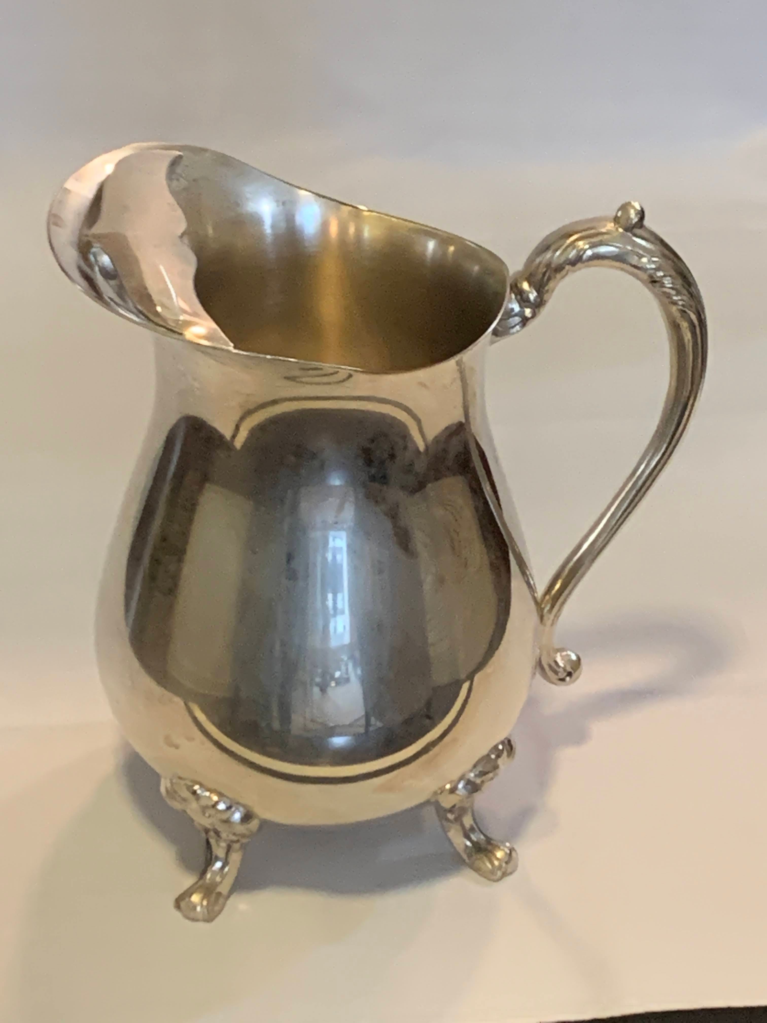 Silver Plated Mid century Pitcher with foot