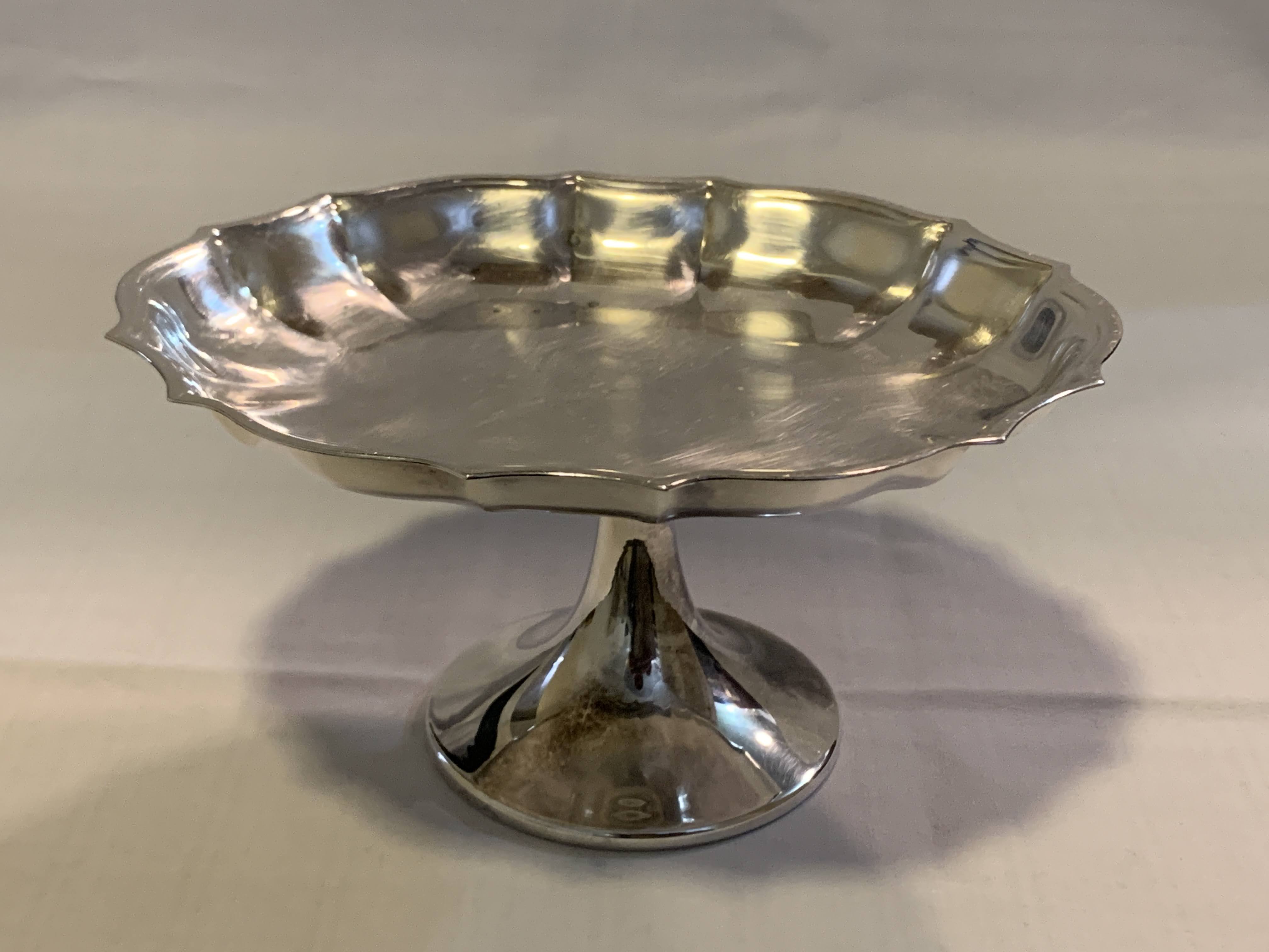 Silver Plated Mid Century Oval Shape Pedestal Bread Plate Tray 10