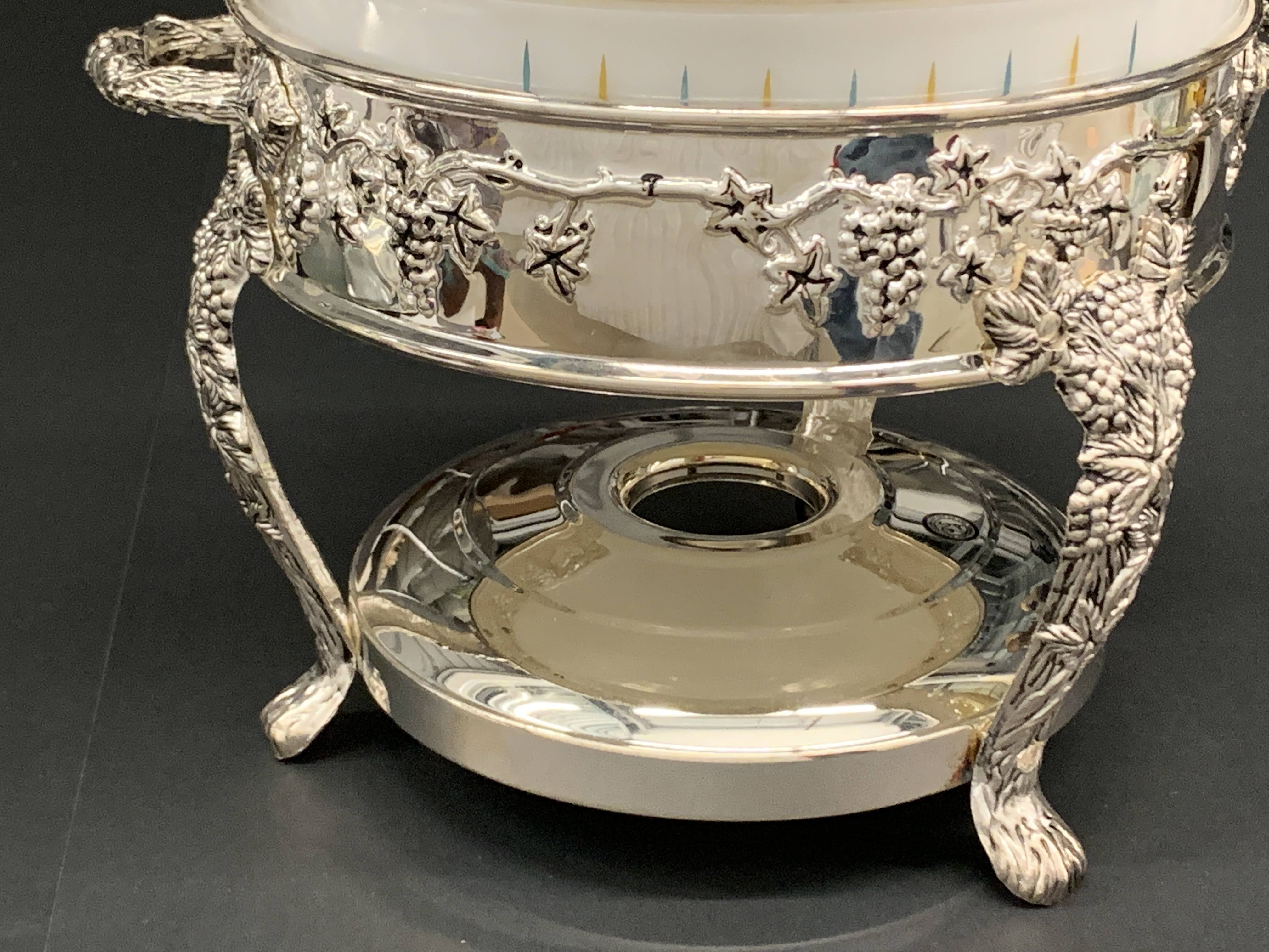 Silver Plated Mid Century - Chafing Buffet Serving Dish - With Casserole