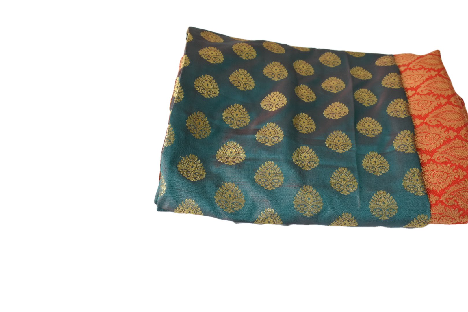 Silk Saree - Blue Color - Contrast Border And Pallu - Gold Zari And Silk Thread Floral Design