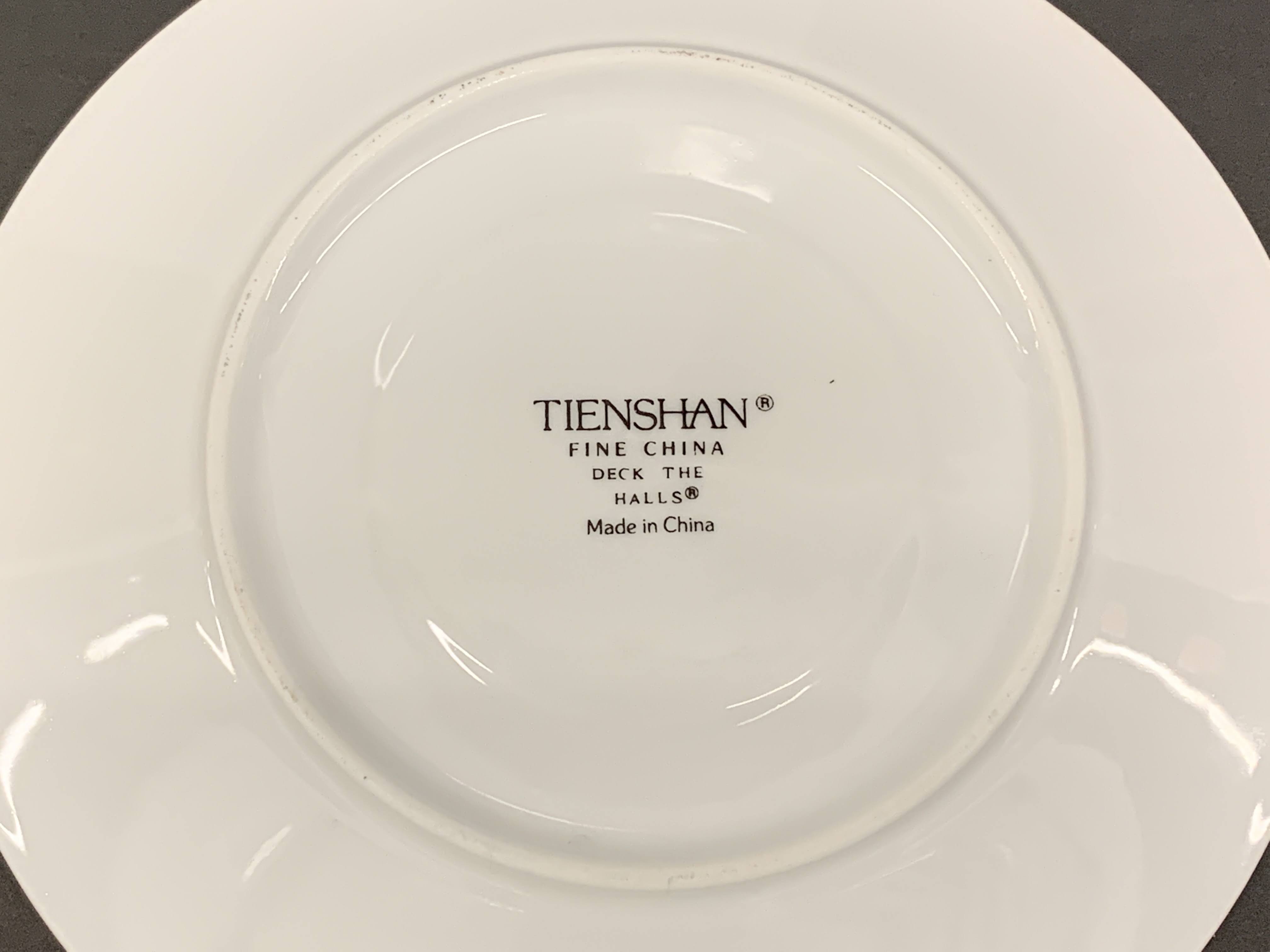 Tienshan Porcelain Fine China- Deck The Halls Pattern - 8 Piece Serve ware Set