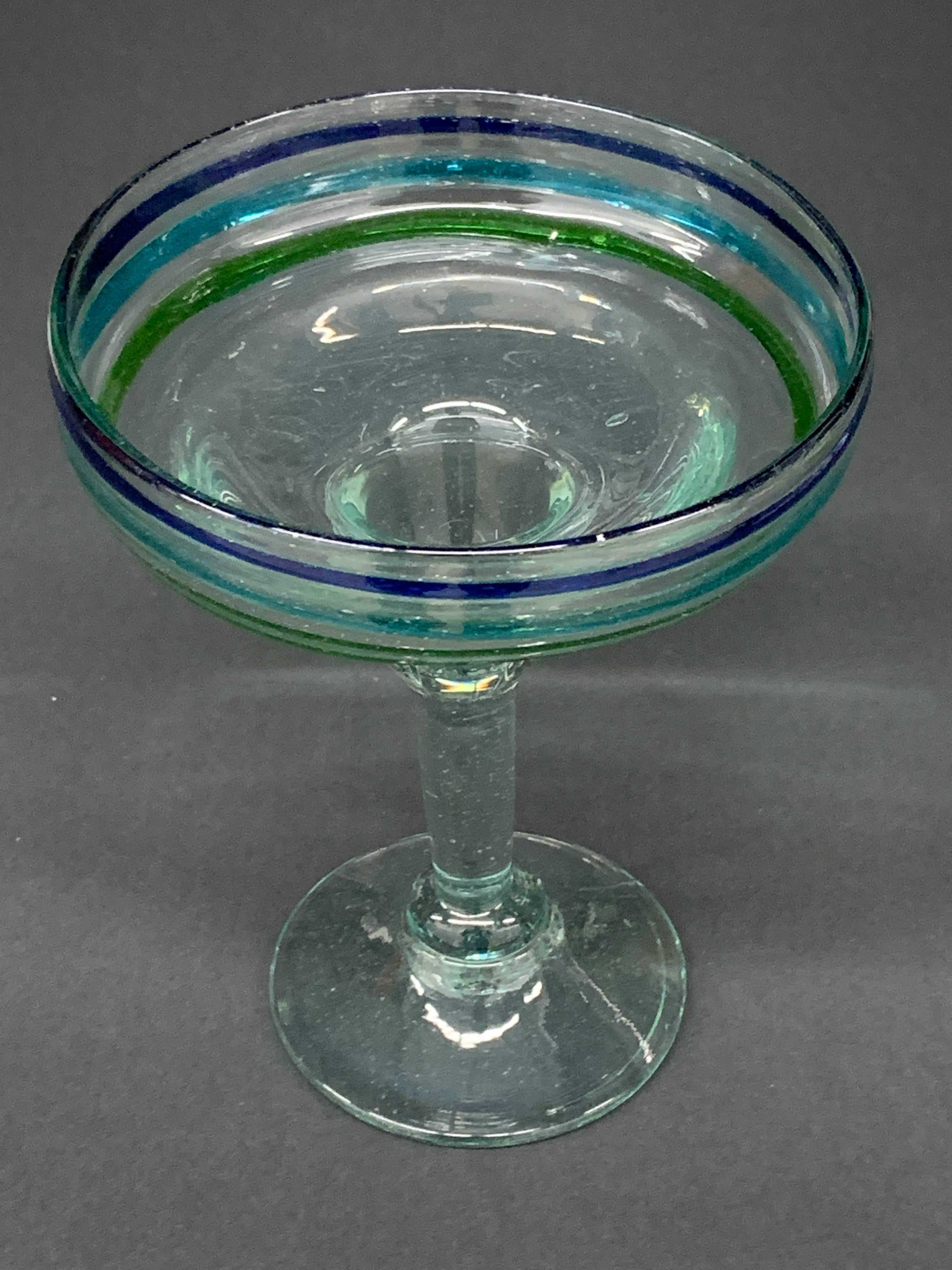 Vintage Blue Tint Bubbled pattern - Crystal Glass cup