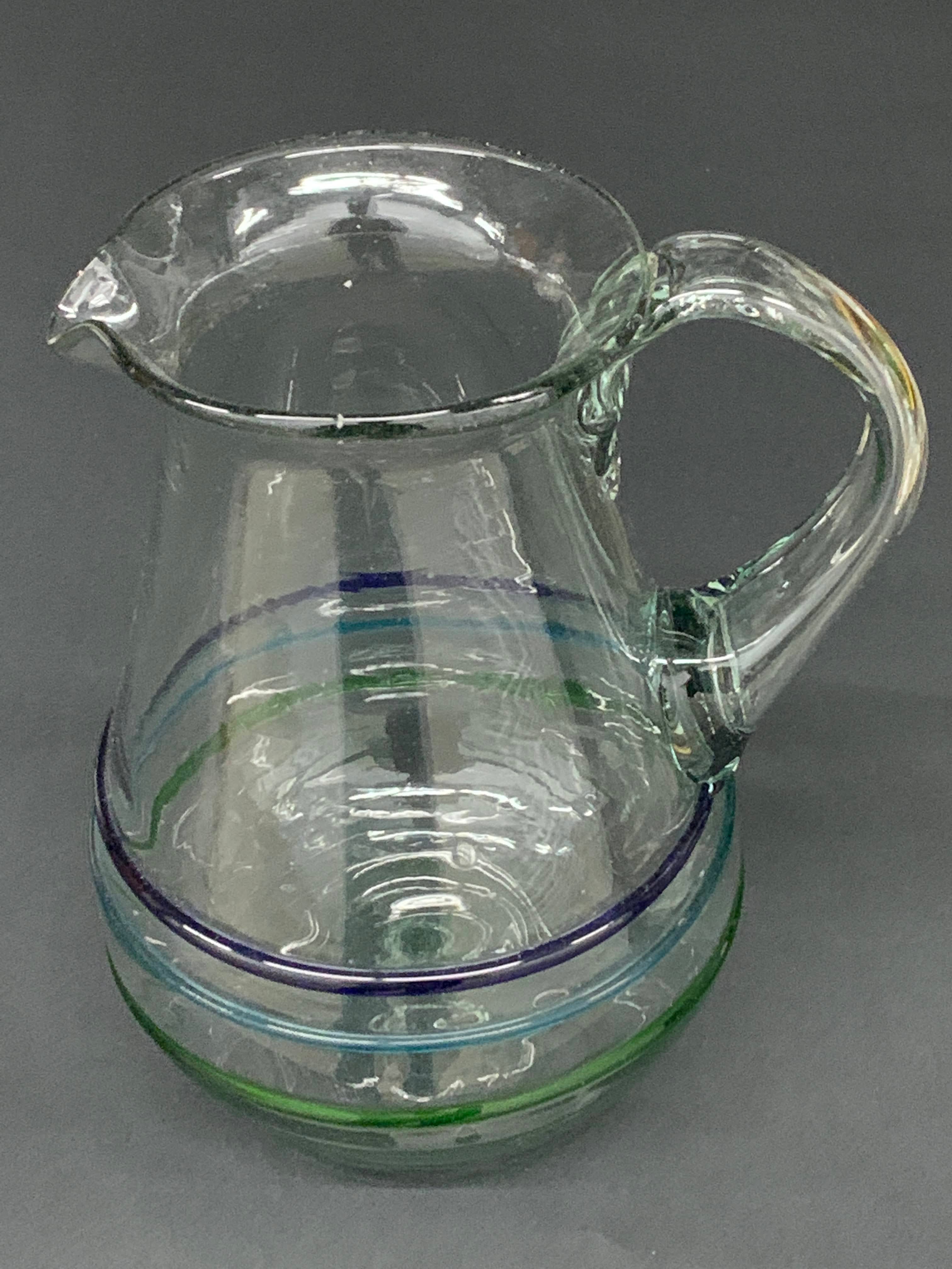 Blue Tint Bubbled pattern - Imported Glass Pitcher